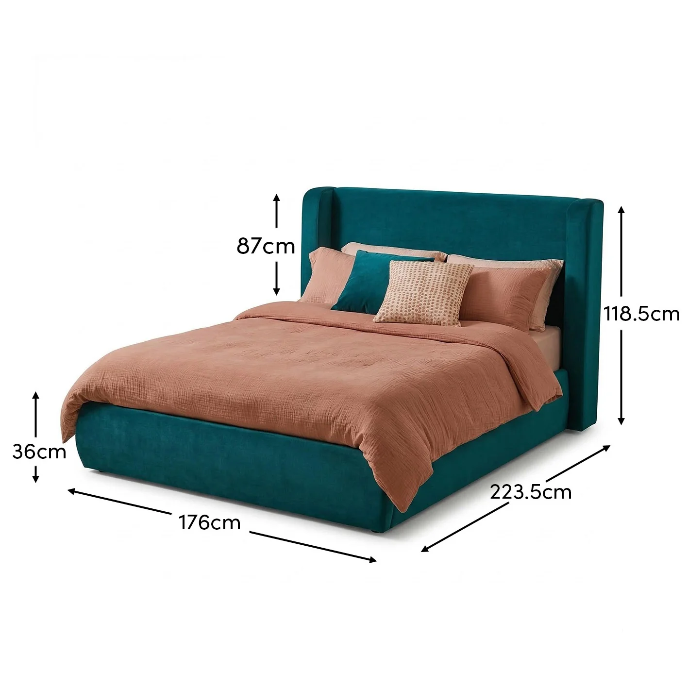 Hannah King Ottoman Bed - Deep Teal - Image 11