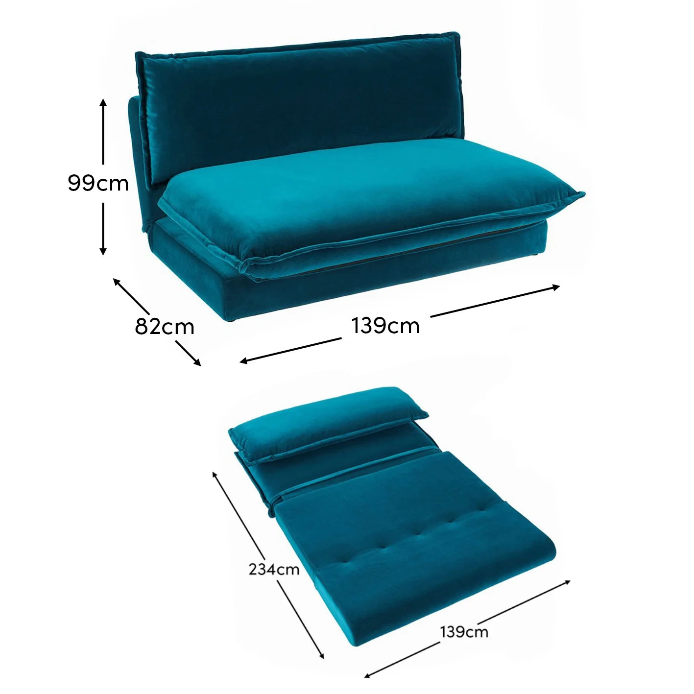 Harlow Double Sofa Bed - Soft Teal - Image 11