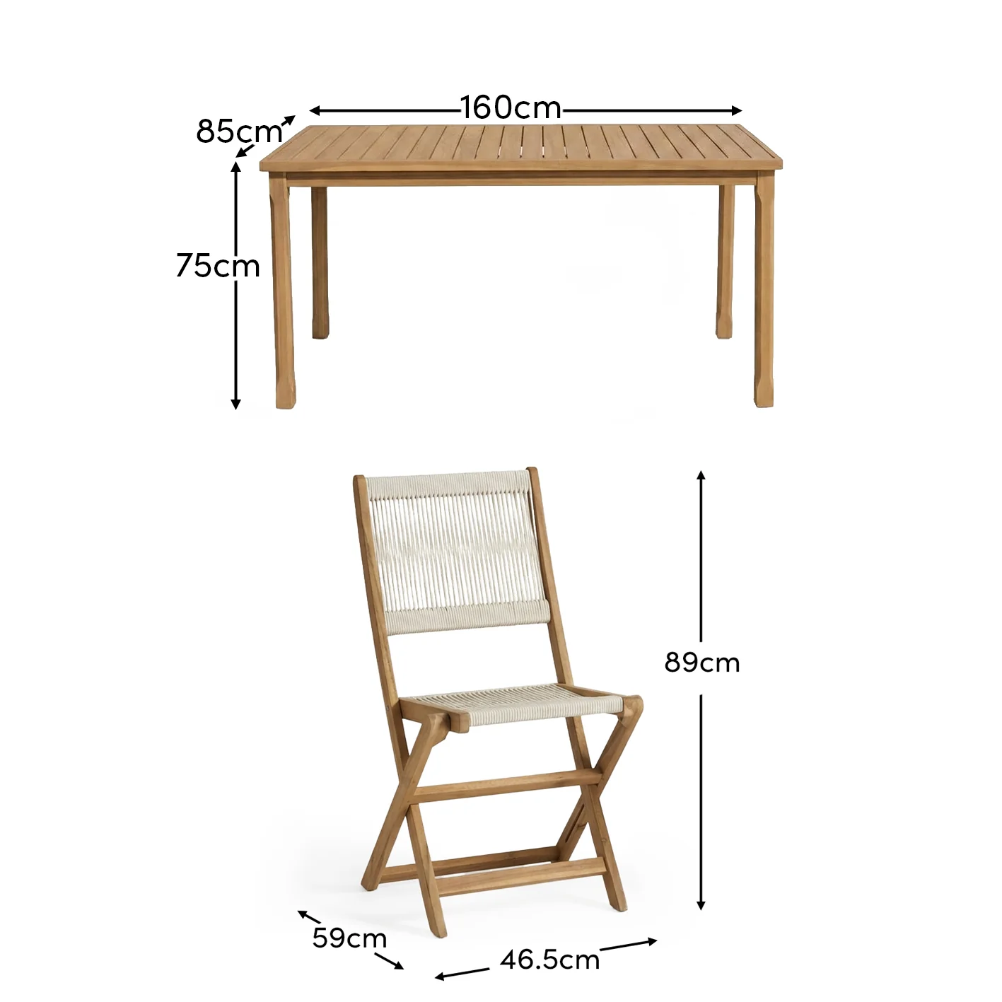 Harlyn 4 Seater Wooden Garden Dining Set with Cove Beige Chairs - 160cm - Image 12
