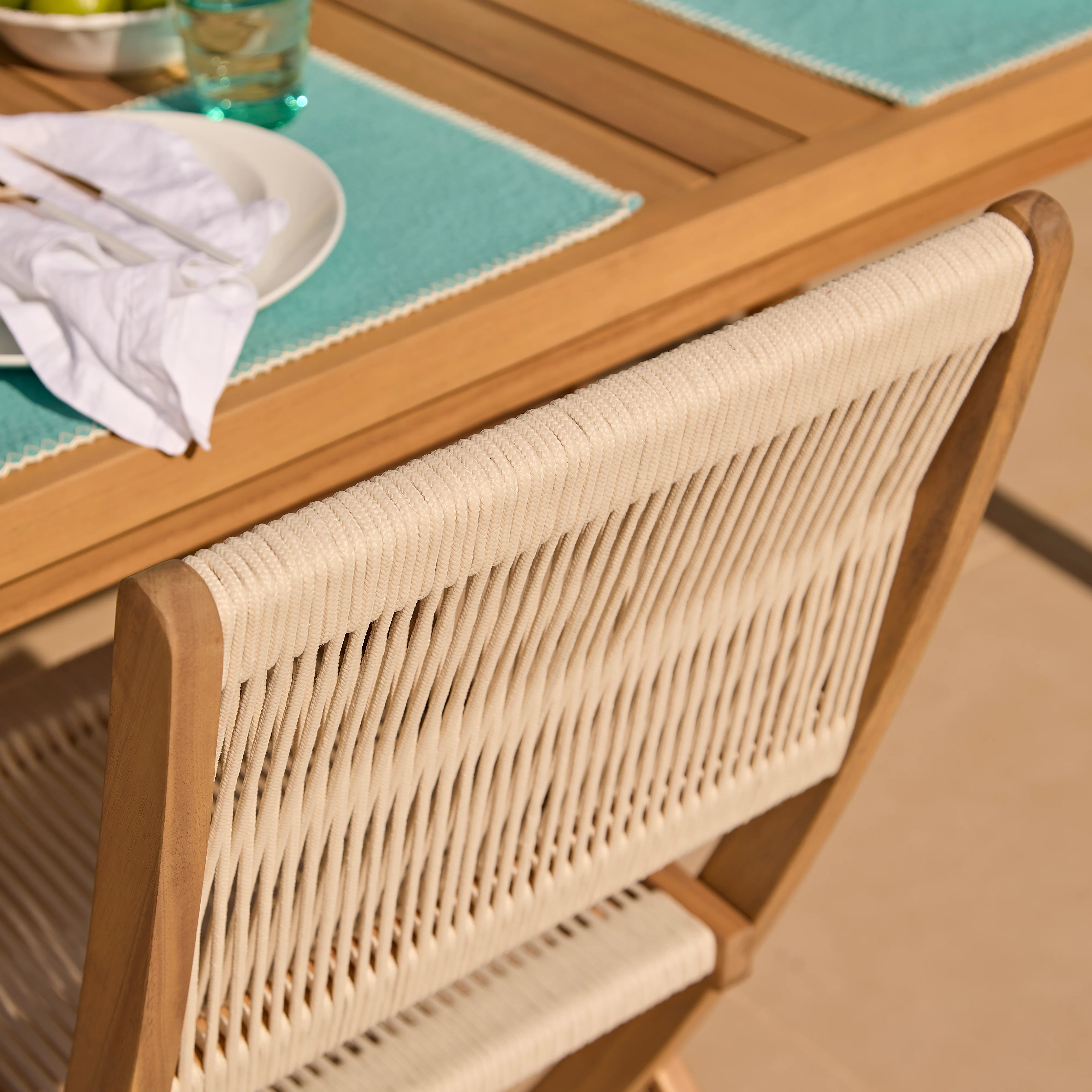 Harlyn 4 Seater Wooden Garden Dining Set with Cove Beige Chairs - 160cm - Image 3