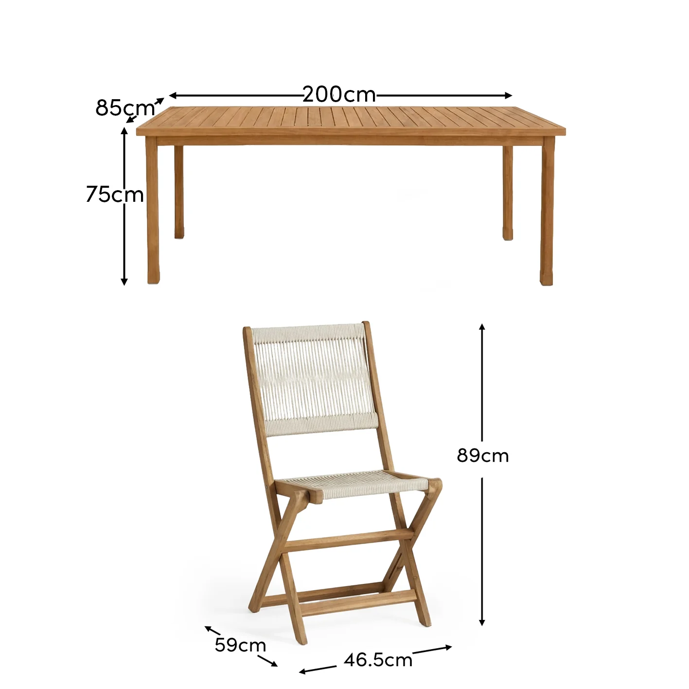 Harlyn 6 Seater Wooden Garden Dining Set with Cove Beige Chairs - 200cm - Image 11