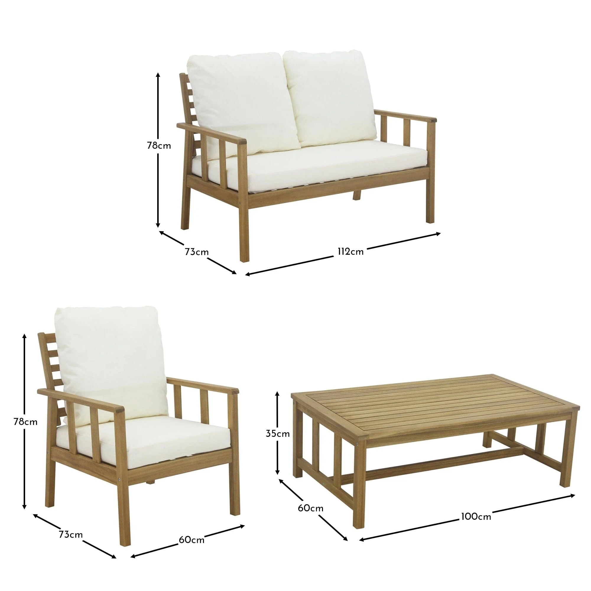 Harrelson Wooden Garden Sofa Set - Natural - Image 22