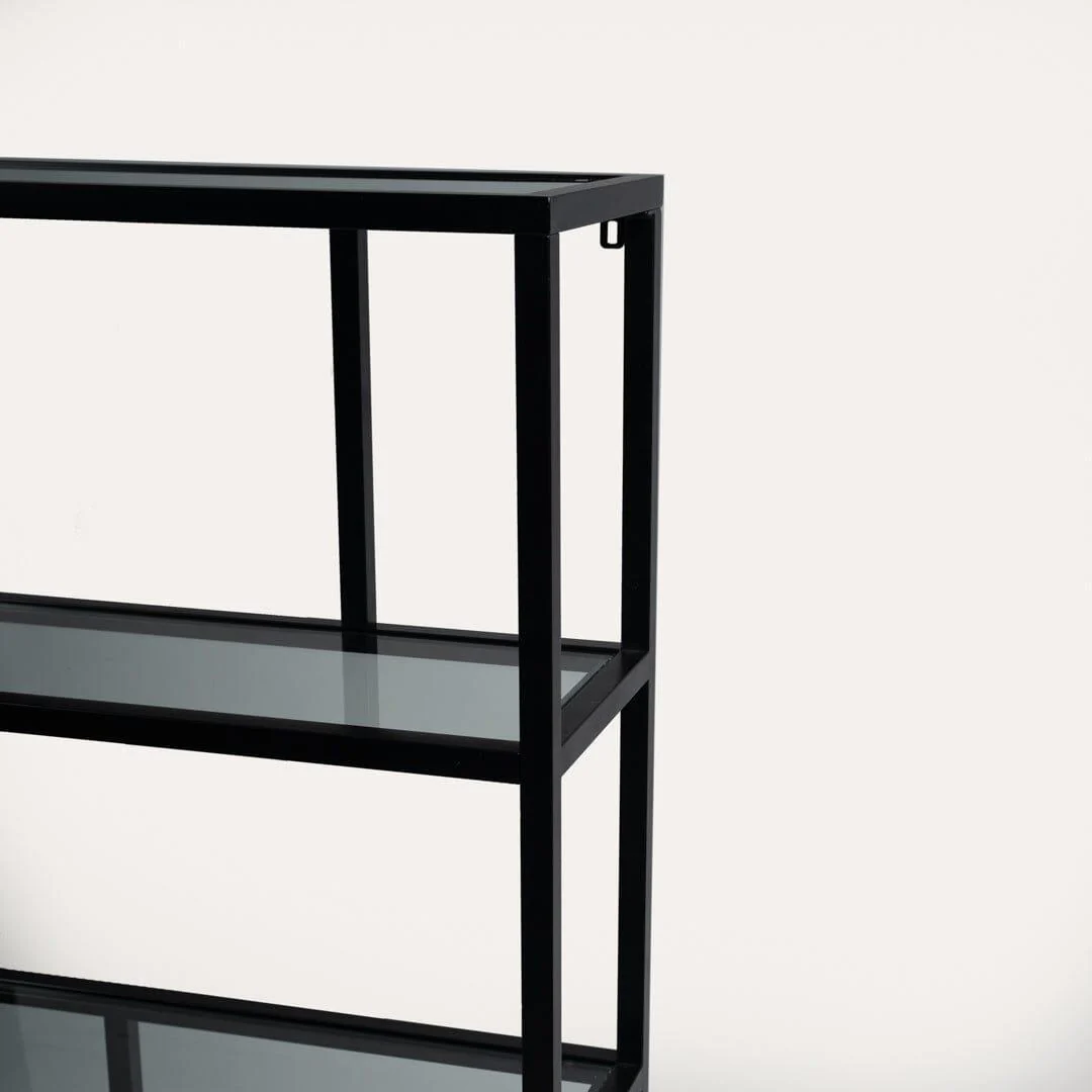 Harris Glass and Black Metal Tall Bookcase - Image 6