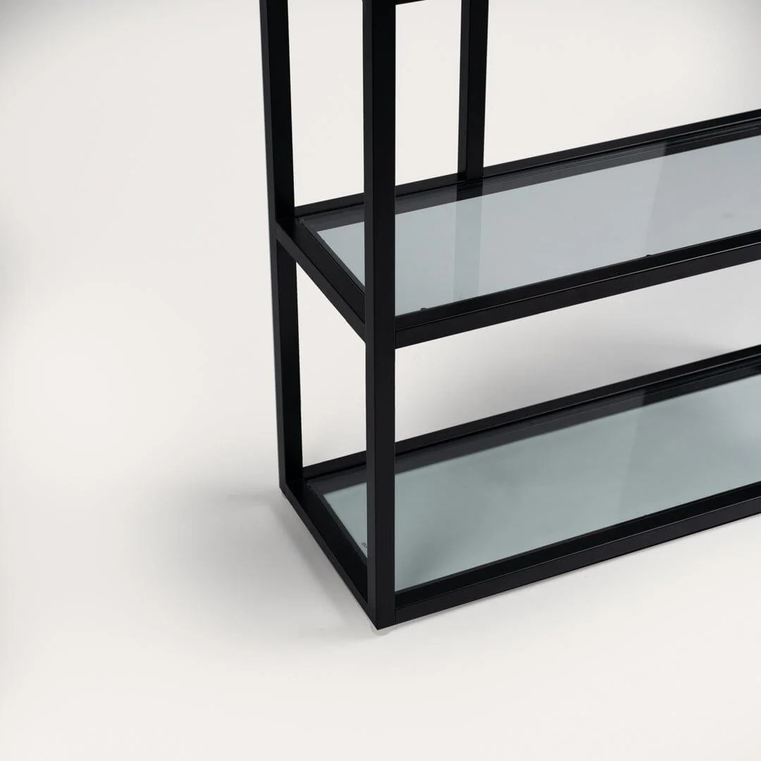 Harris Glass and Black Metal Tall Bookcase - Image 7