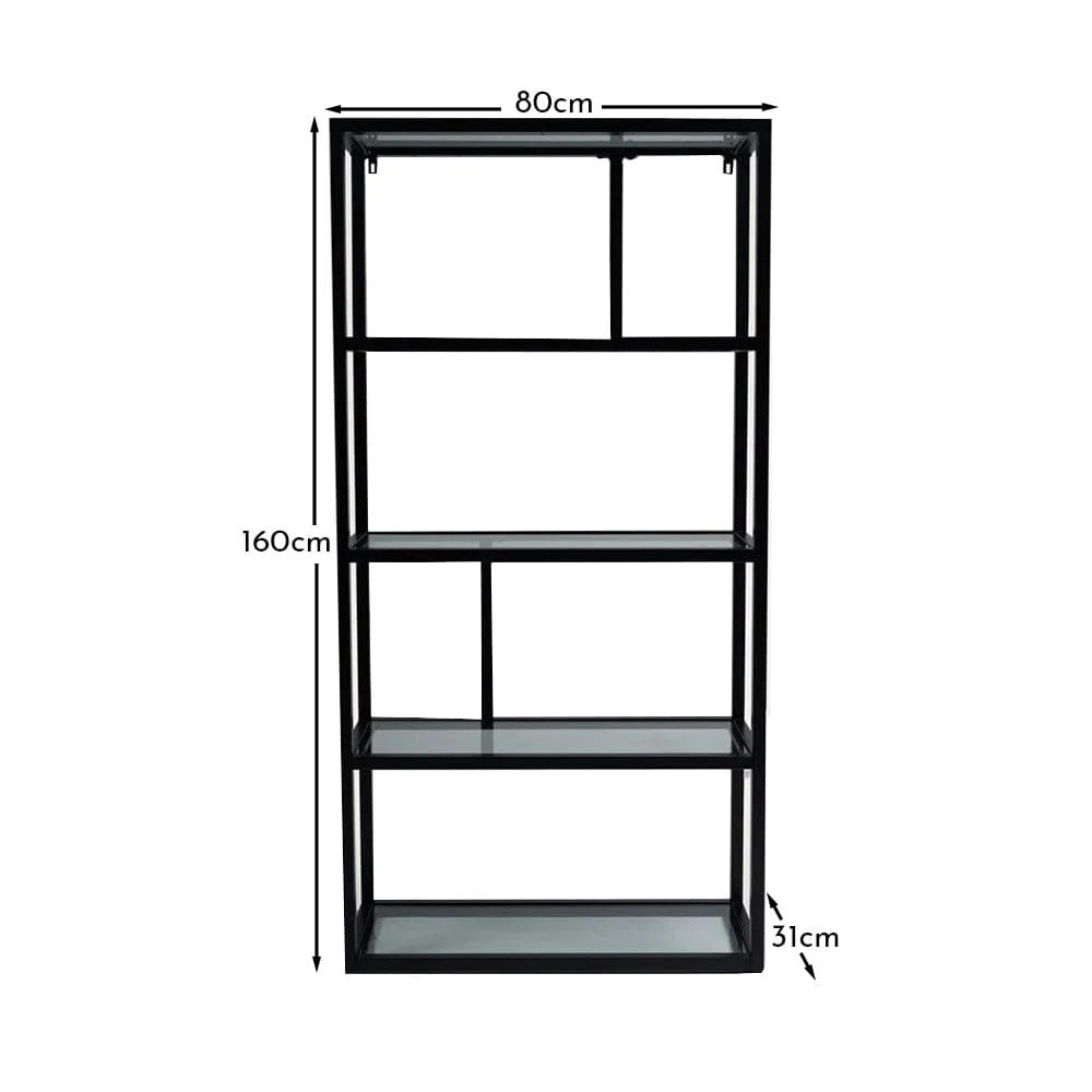 Harris Glass and Black Metal Tall Bookcase - Image 8