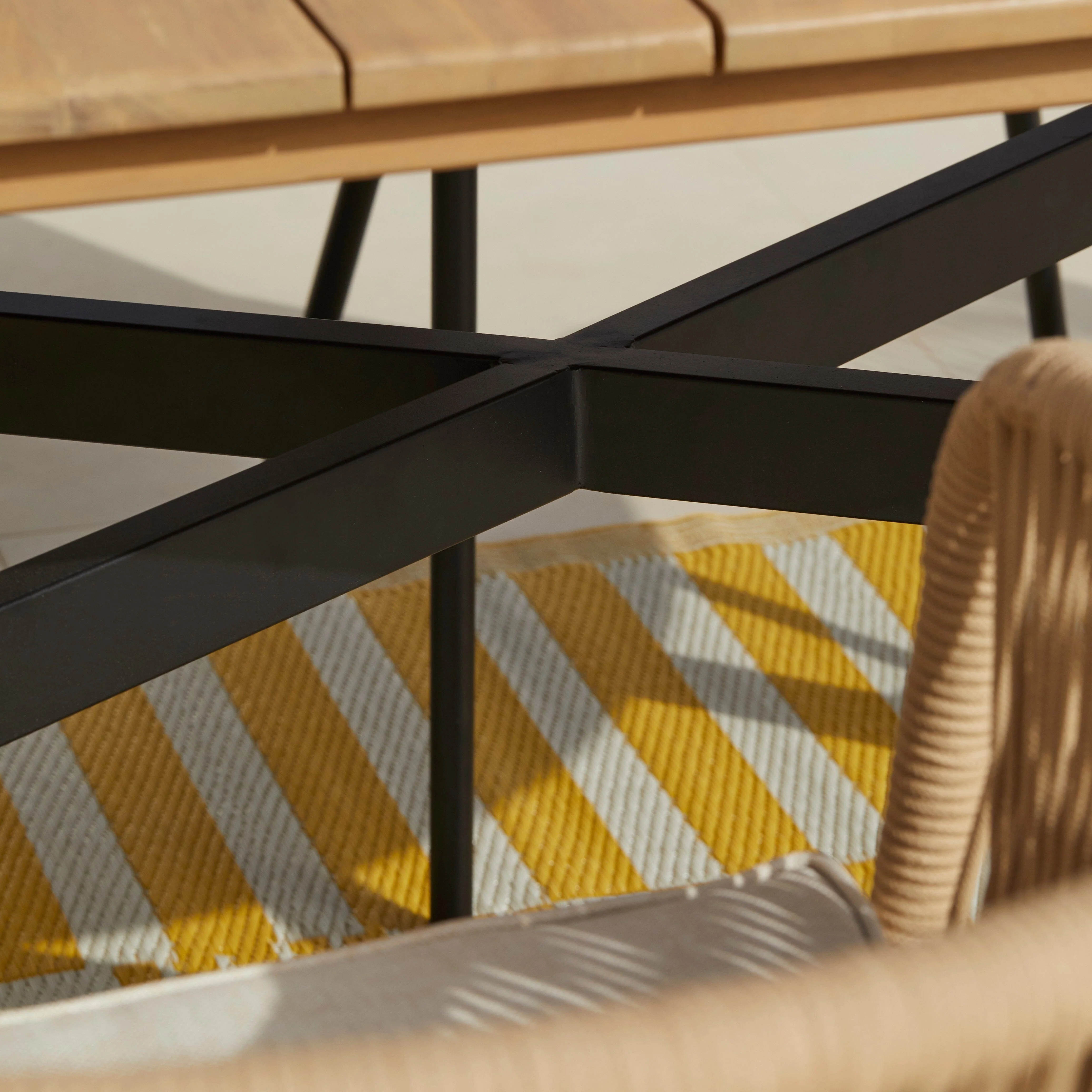 Ezra 6 Seater Oval Wooden Garden Dining Set with 6 Hali Natural Rope Chairs - Image 10