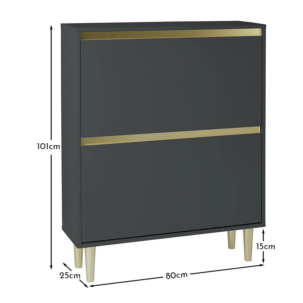 Iliana Shoe Cabinet - 2 Door - Charcoal Grey - Image 9