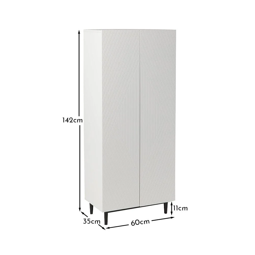 Jack Geometric Large Shoe Cabinet - 2 Door - White - Image 11