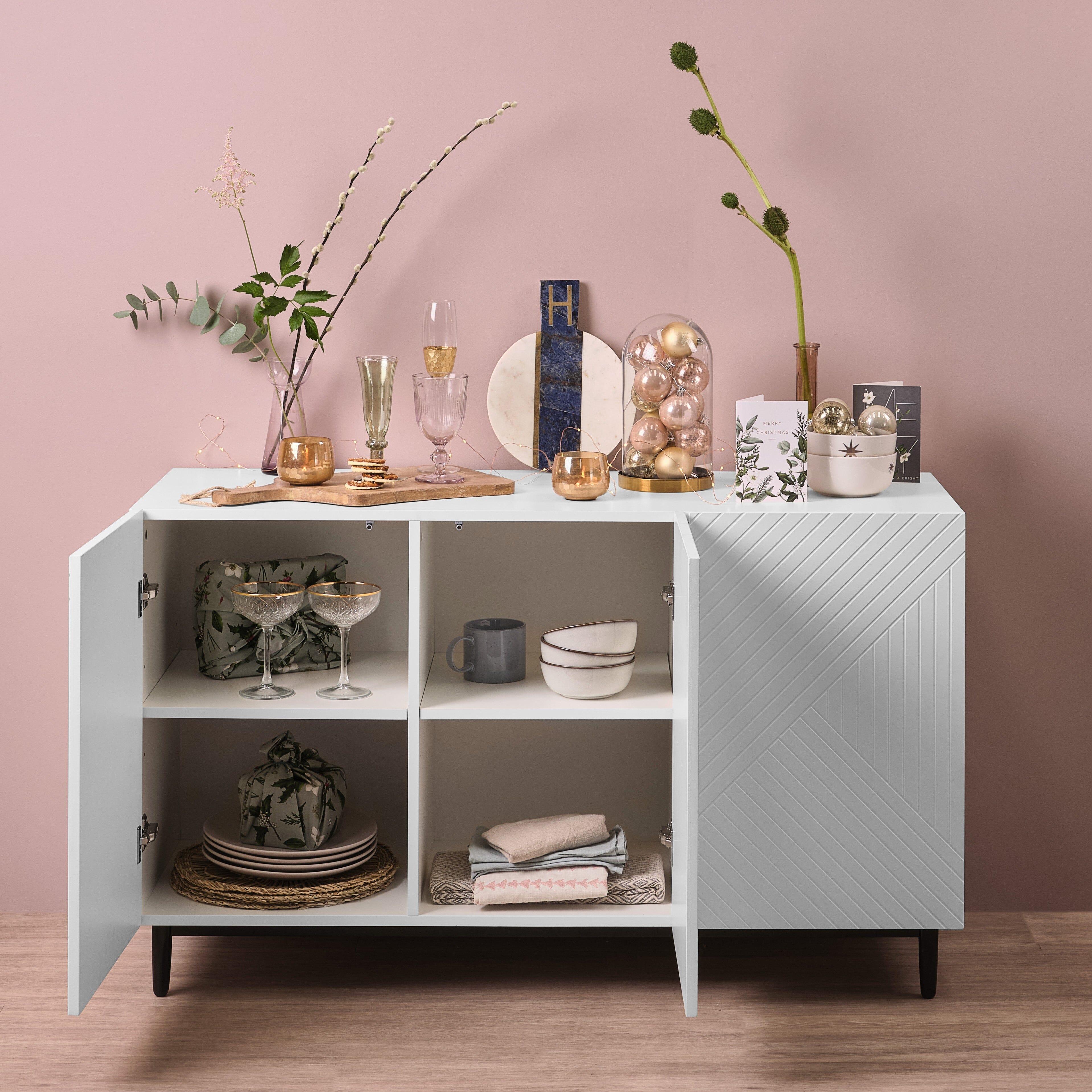 Jack 3 Door Large Sideboard - Geometric White - Image 4