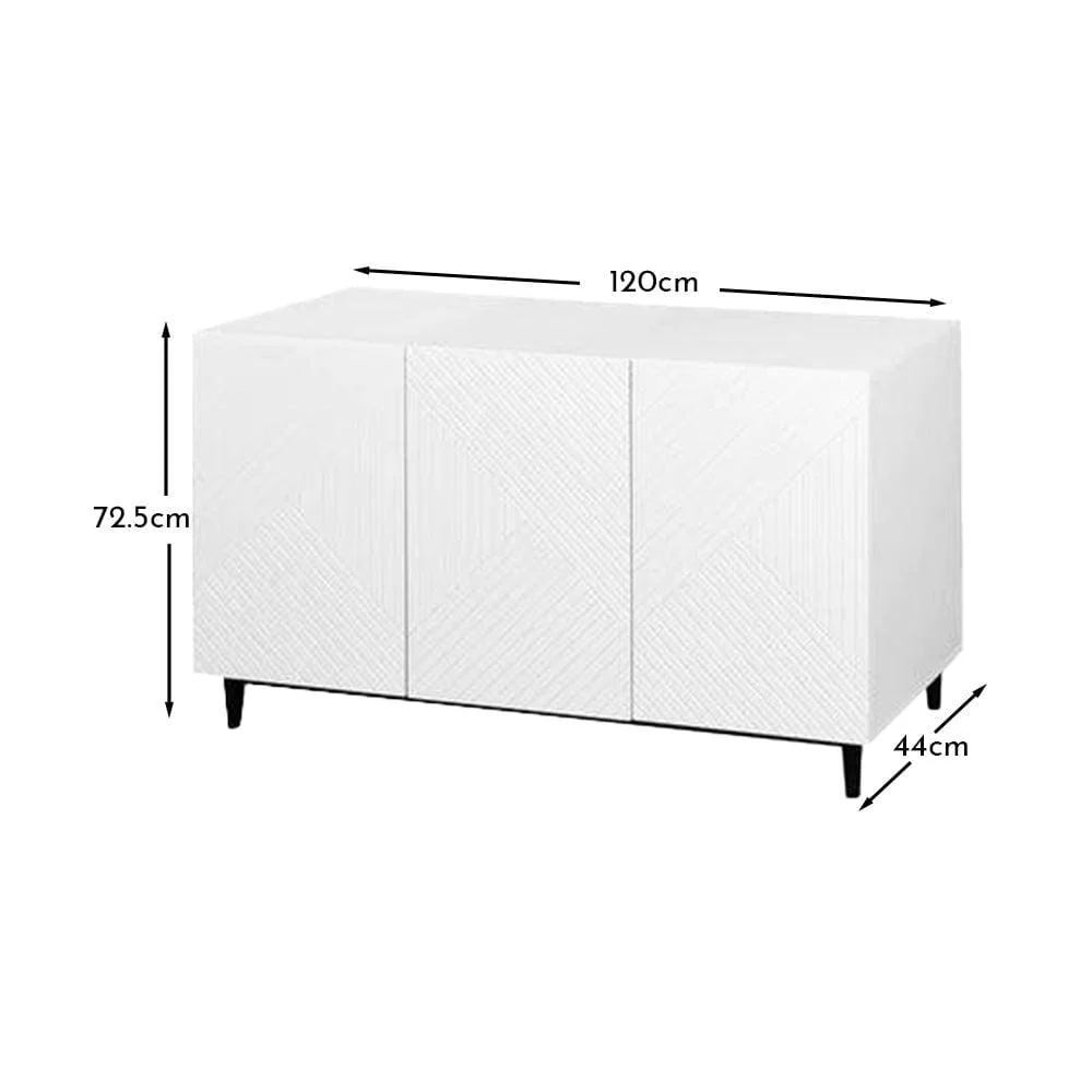 Jack 3 Door Large Sideboard - Geometric White - Image 9