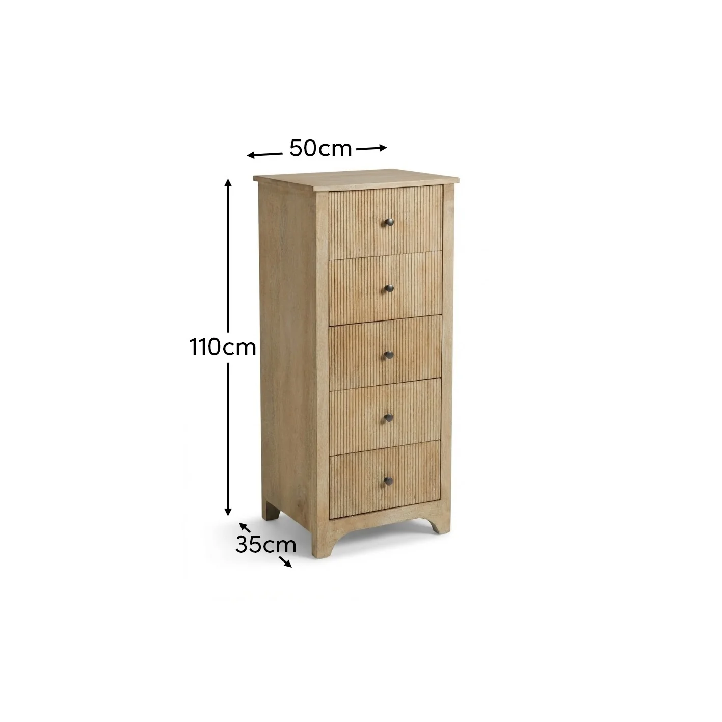 Jade 5 Drawer Tallboy - Chalked Mango Wood - Image 8