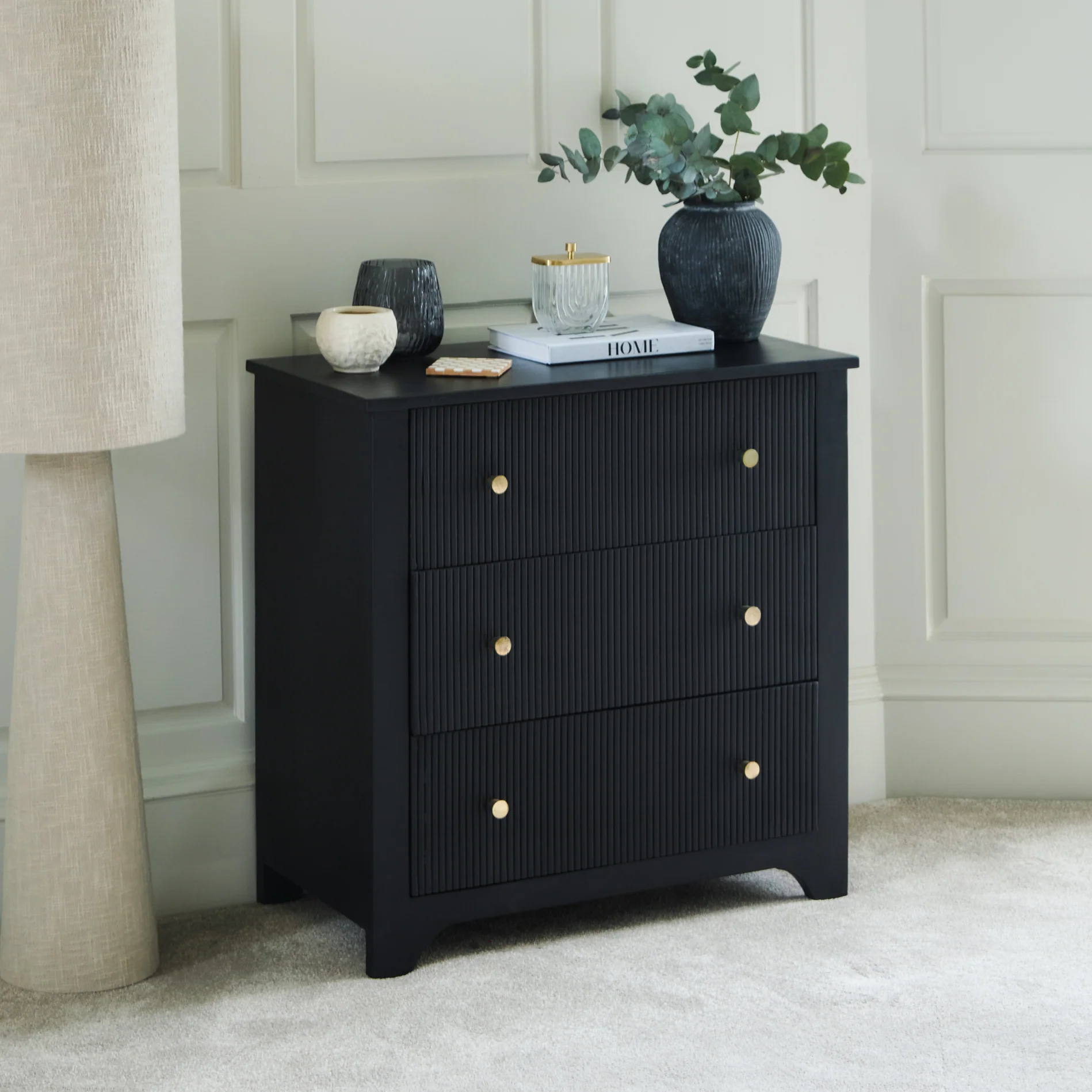 Jade 3 Drawer Chest of Drawers - Jet Black - Image 4