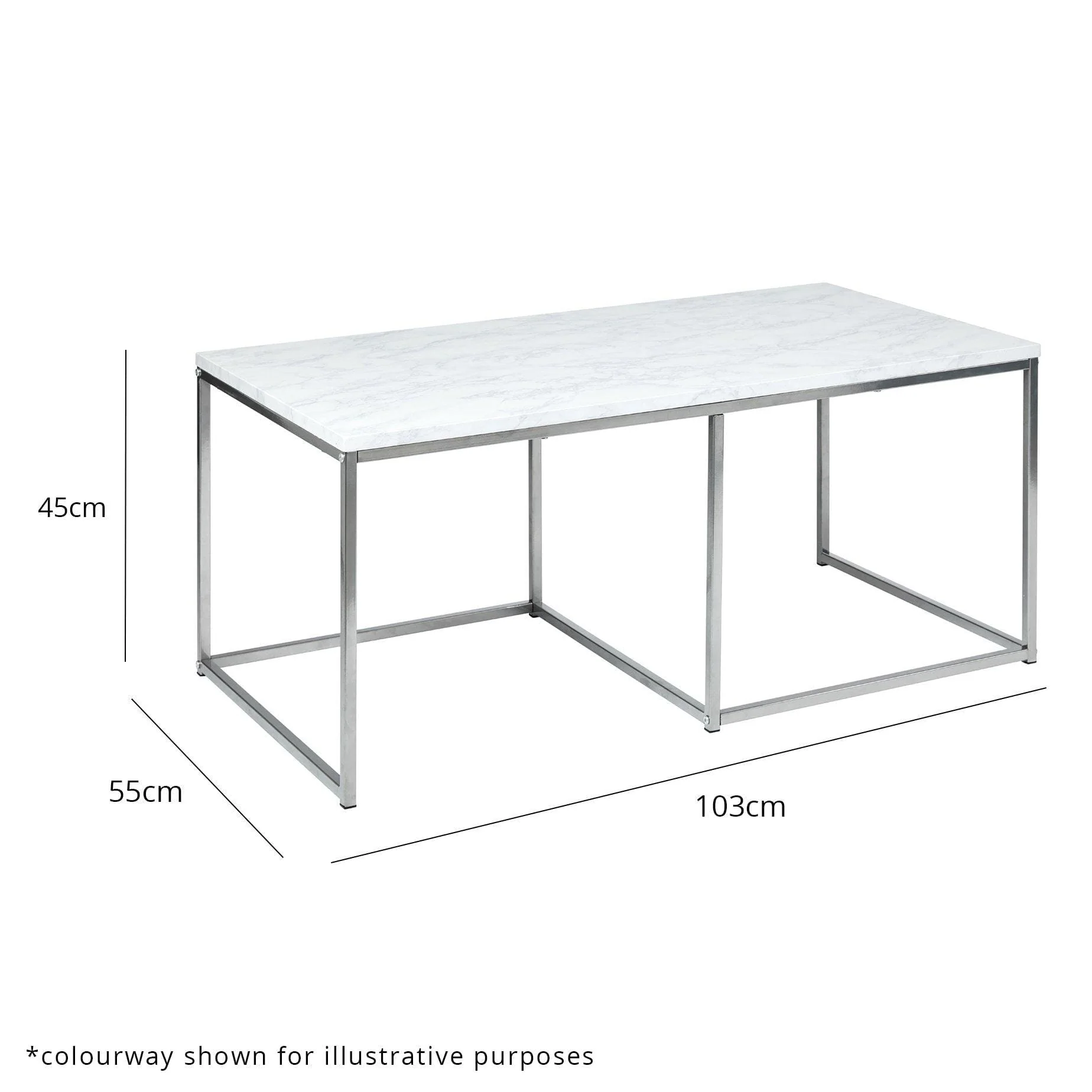 Jay Concrete Effect Coffee Table - Chrome Frame - Image 5