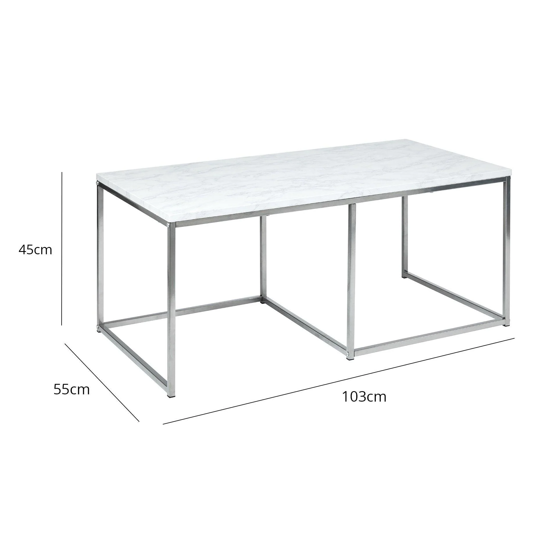 Jay Marble Effect Coffee Table Set - Chrome Frame - Image 11
