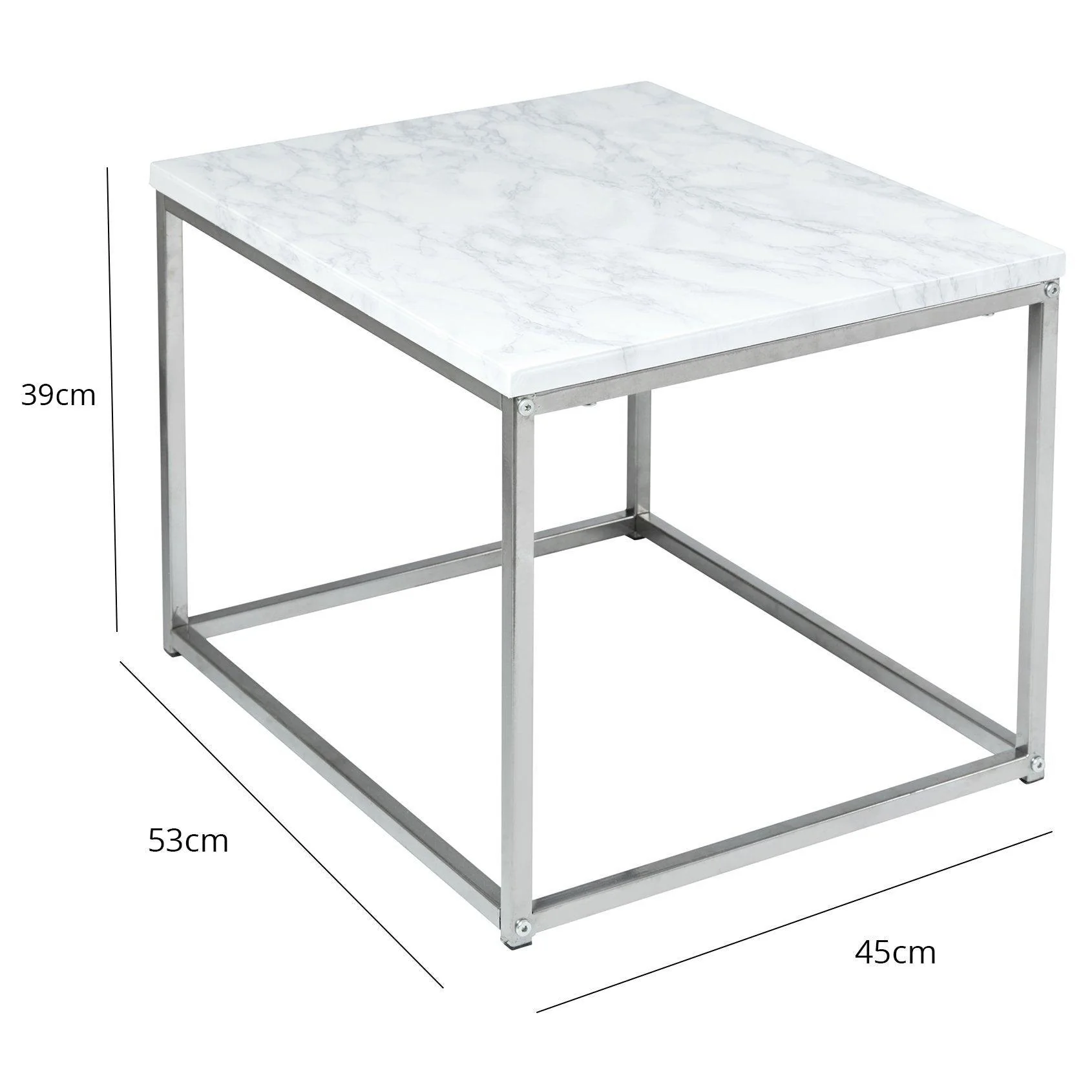 Jay Marble Effect Coffee Table Set - Chrome Frame - Image 12