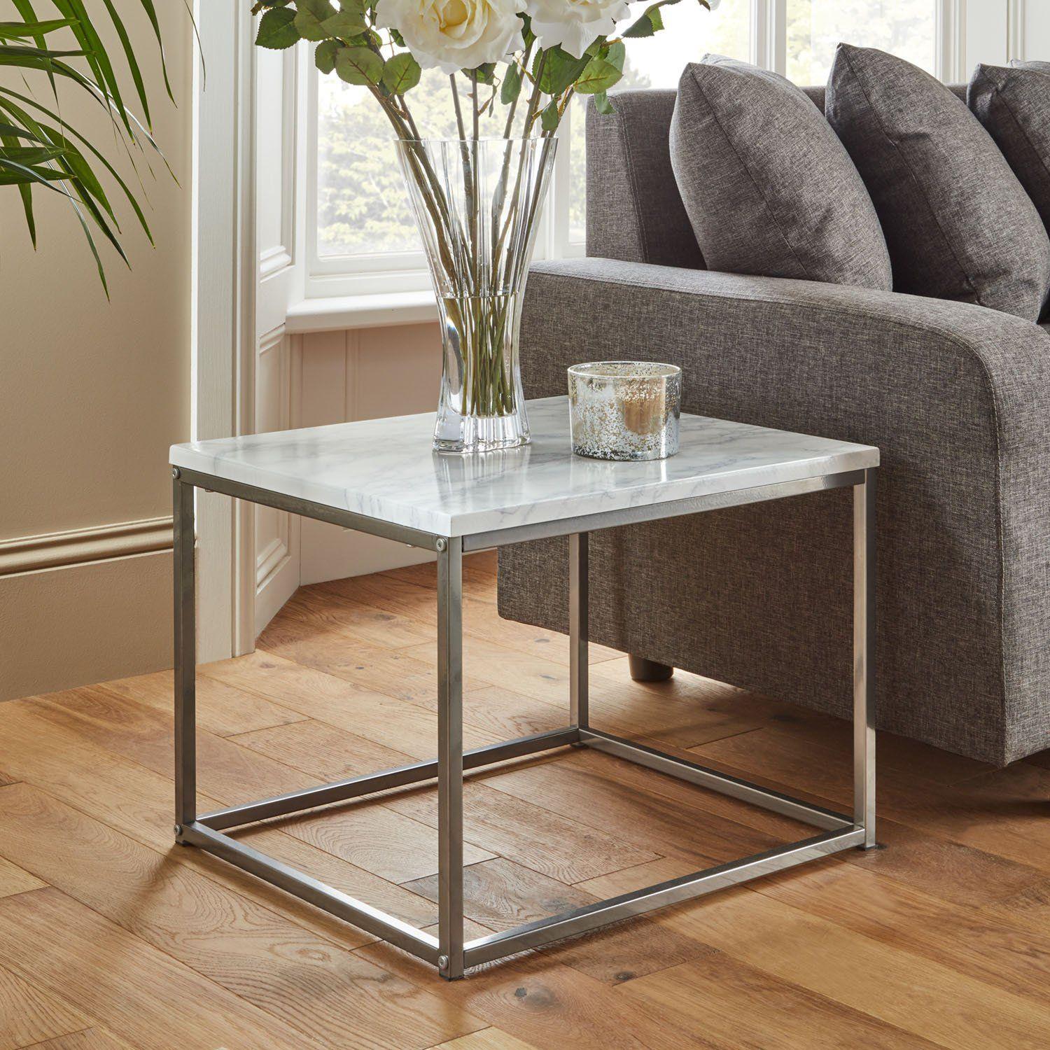 Jay Marble Effect Coffee Table Set - Chrome Frame - Image 4