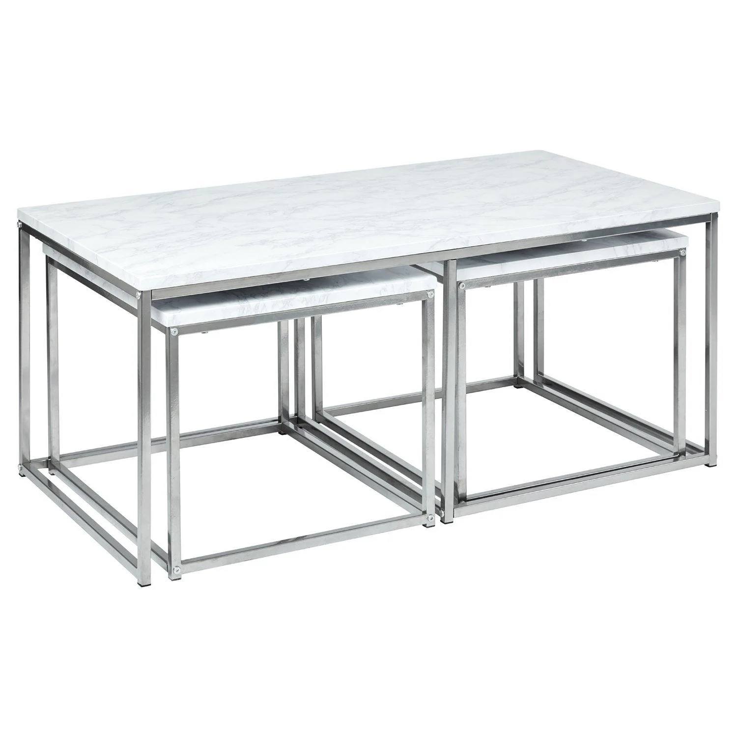 Jay Marble Effect Coffee Table Set - Chrome Frame - Image 8