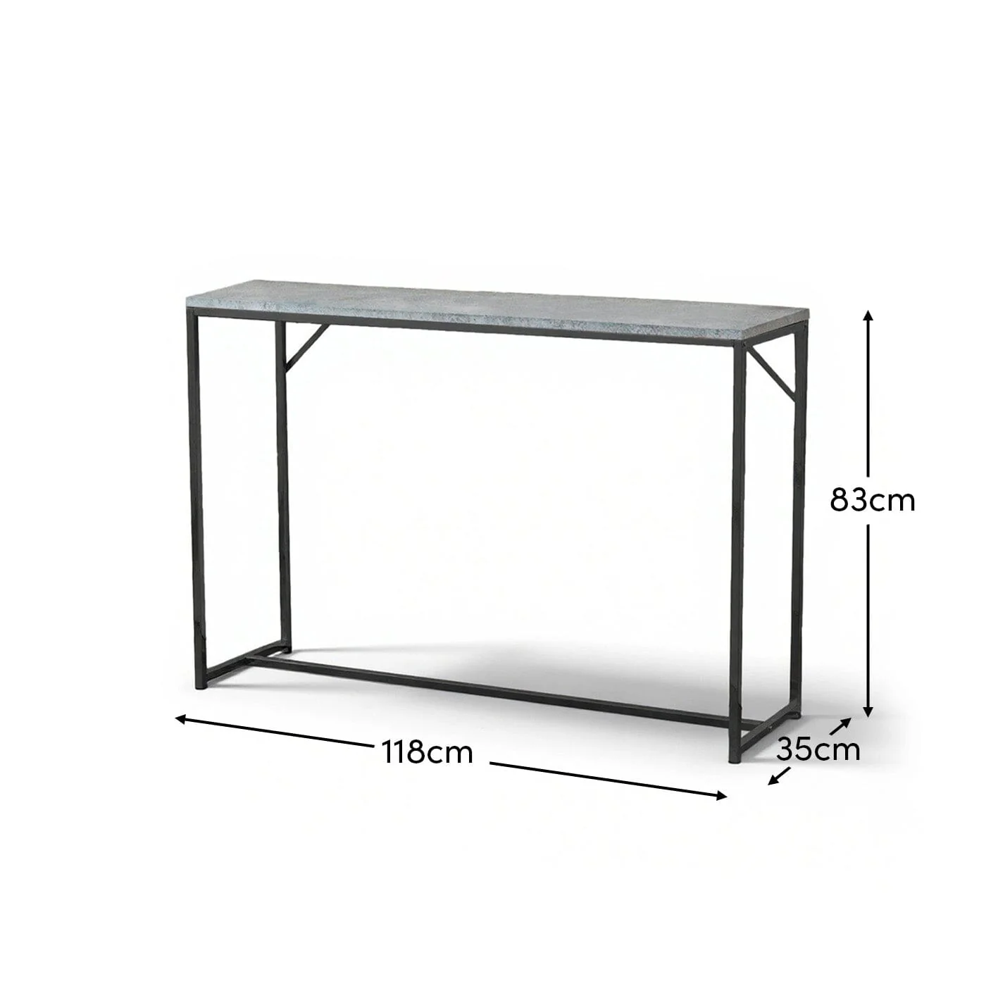 Jay Concrete Effect Console Table - Black Legs - Image 6