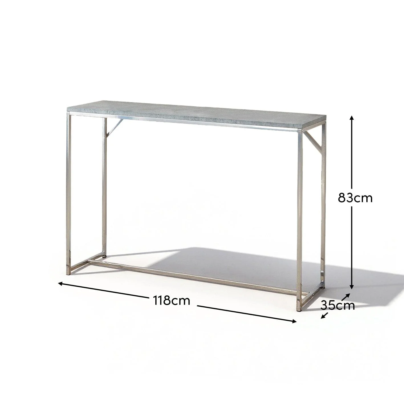 Jay Concrete Effect Console Table - Chrome Legs - Image 5