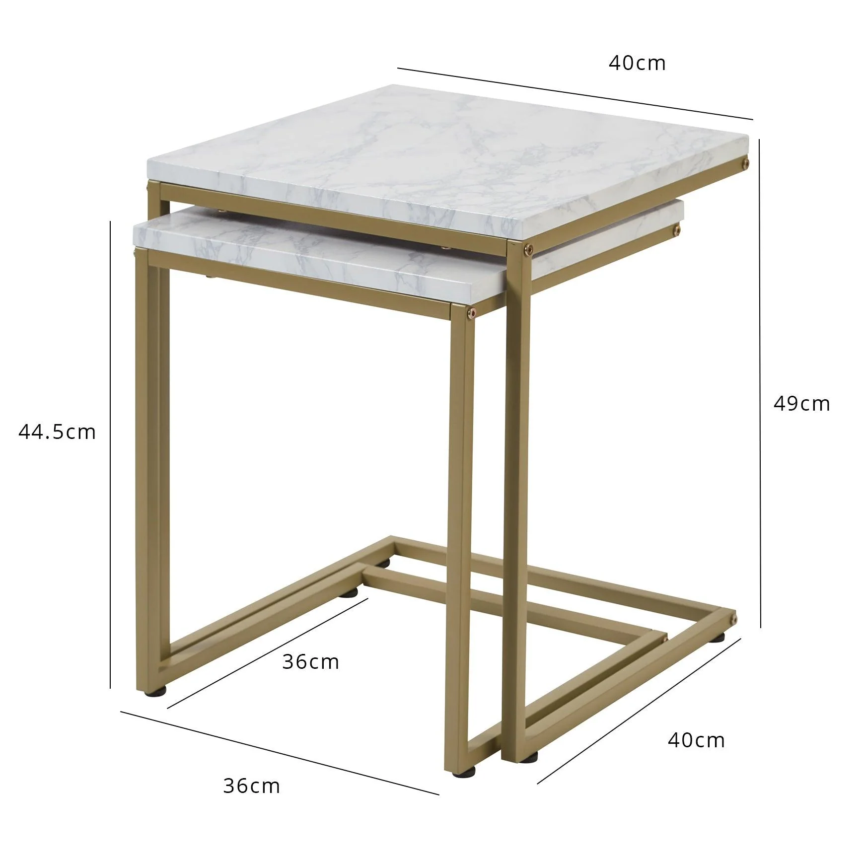 Jay Marble Effect Nest of Tables - Gold Frame - Image 11