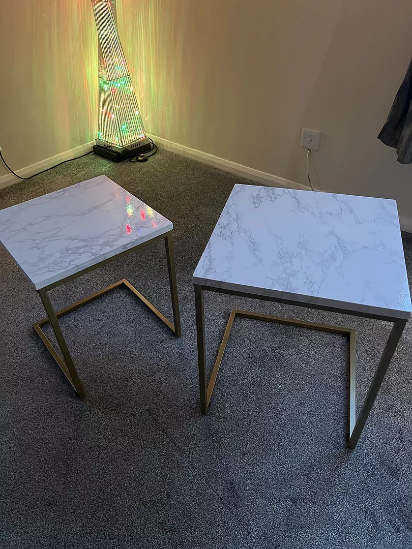 Jay Marble Effect Nest of Tables - Gold Frame - Image 3