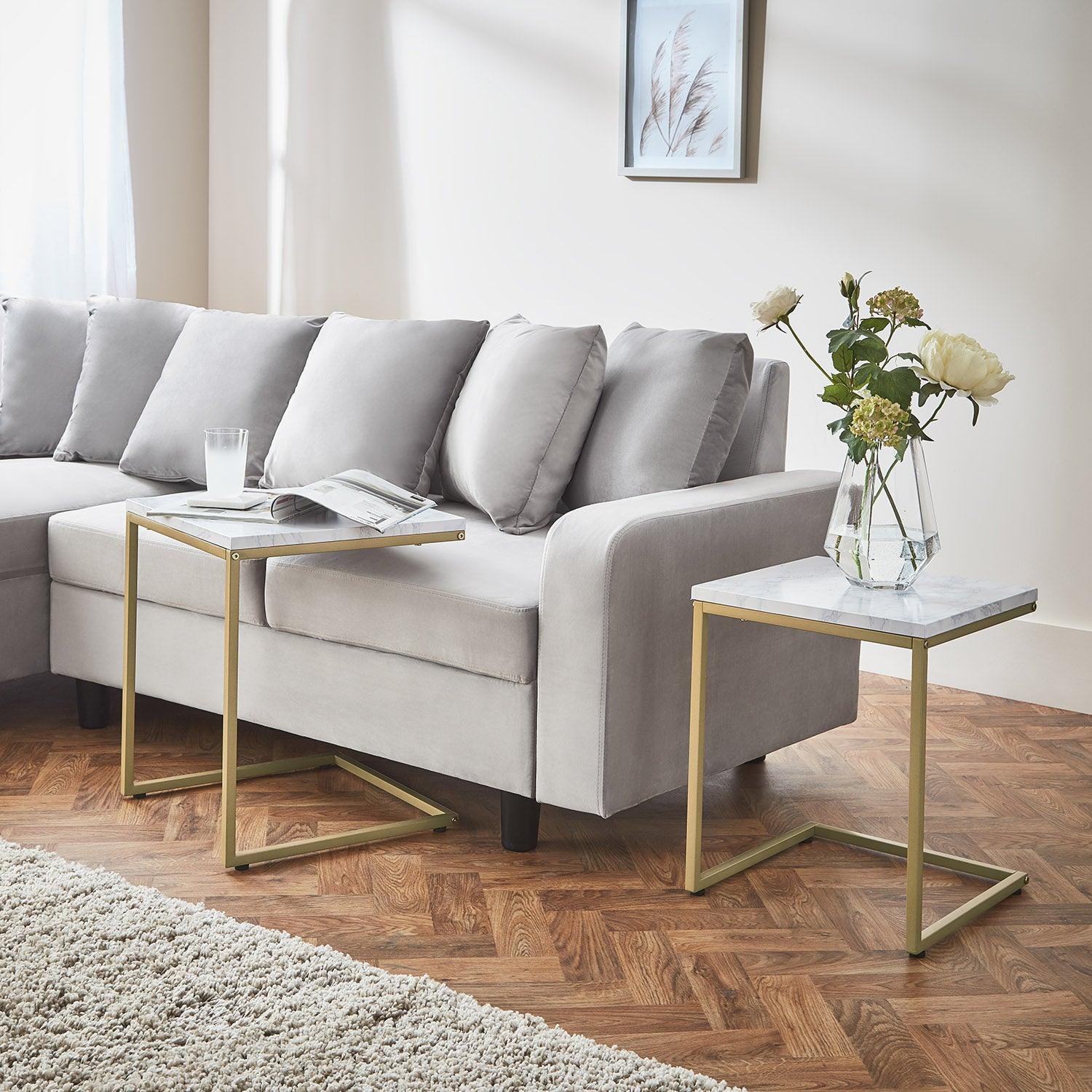 Jay Marble Effect Nest of Tables - Gold Frame - Image 4