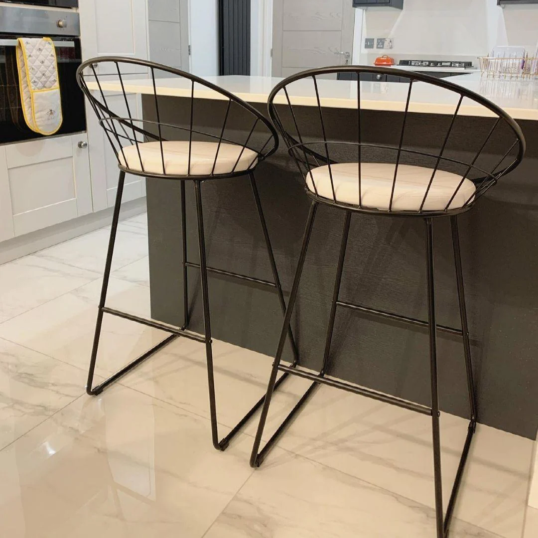 Jimmy Black Wire Barstool - Black Metal Legs - Image 6