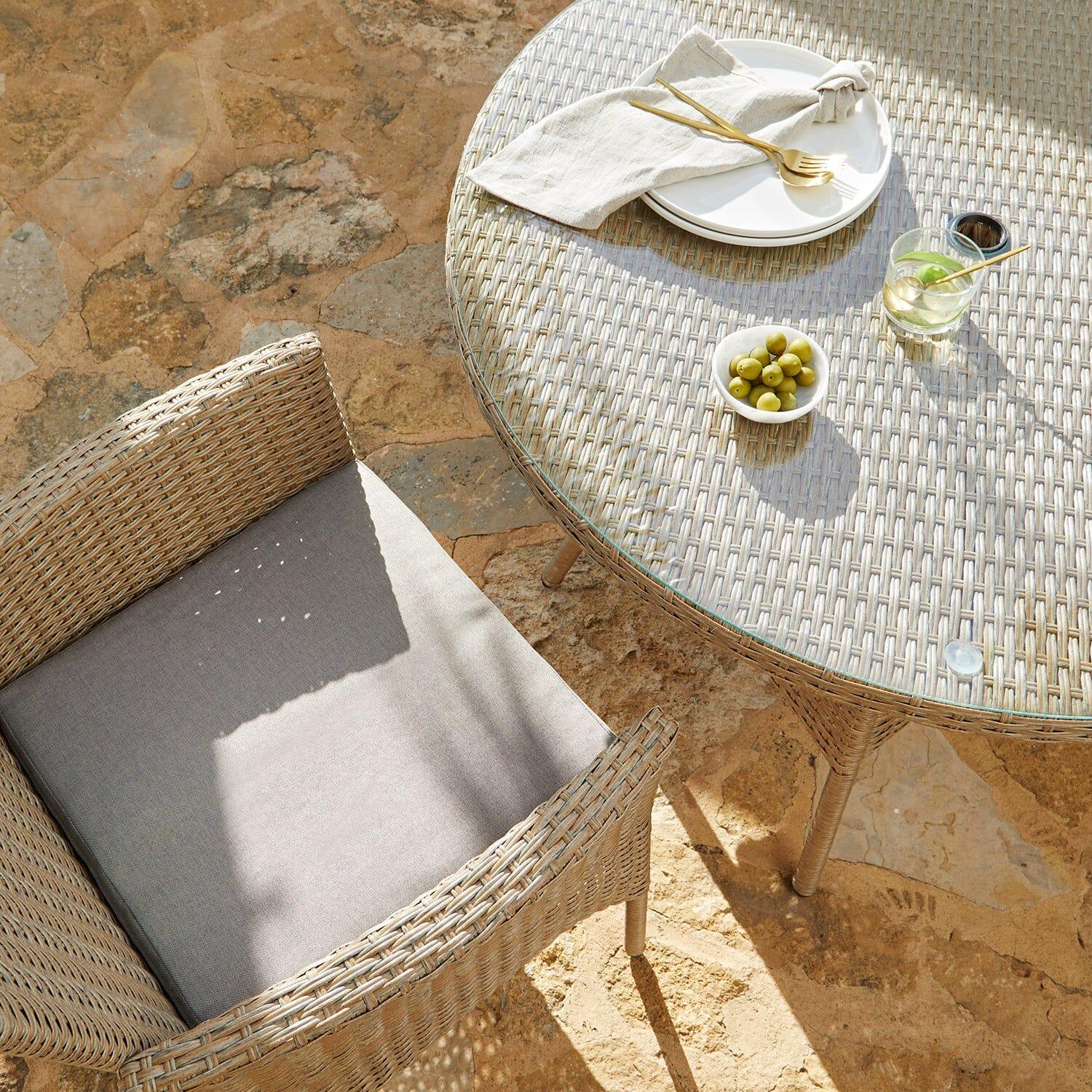 Kemble 2 Seater Rattan Garden Bistro Outdoor Dining Set - Natural Brown - Image 3