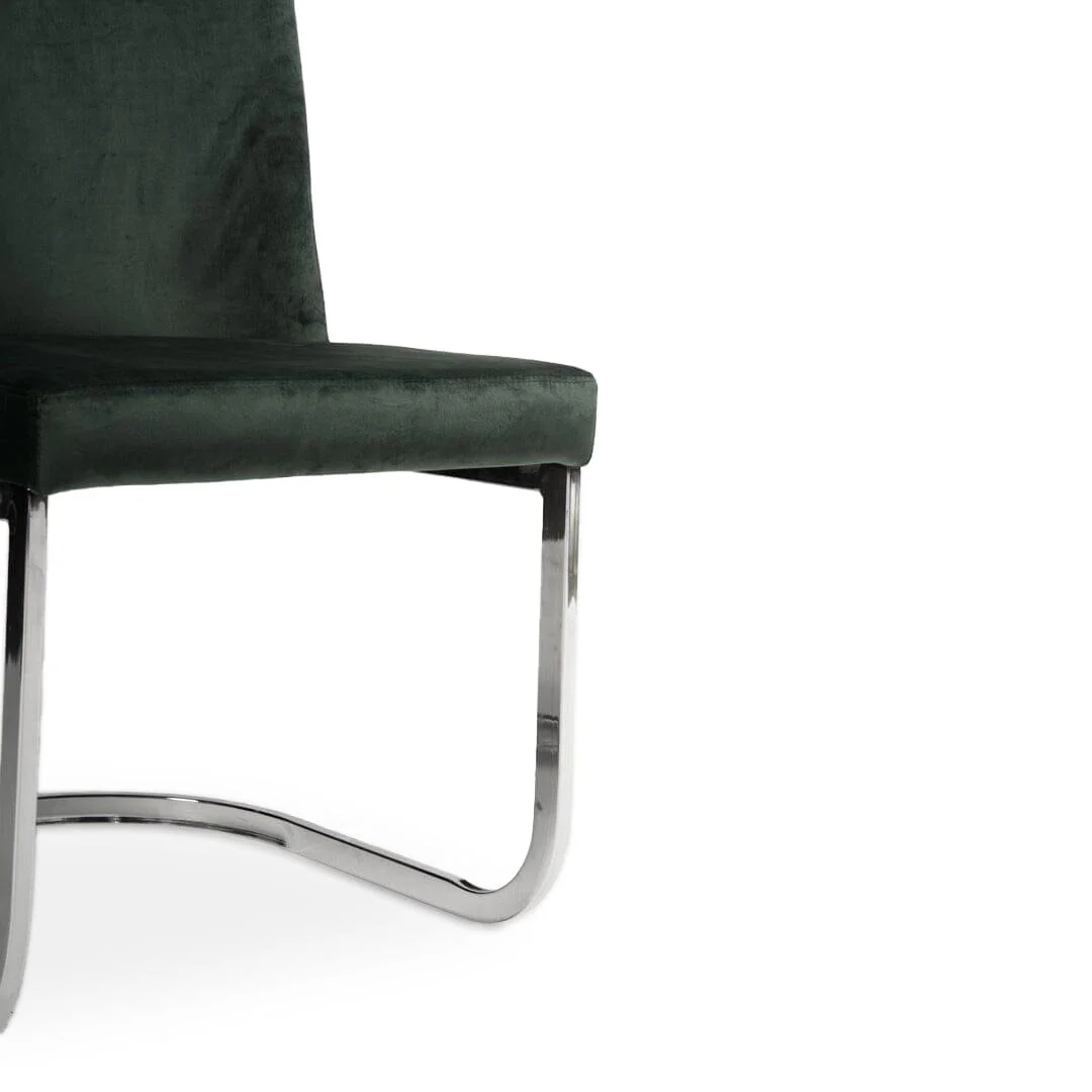 Lola Green Dining Chairs - Set of 2 - Chrome Legs - Image 4