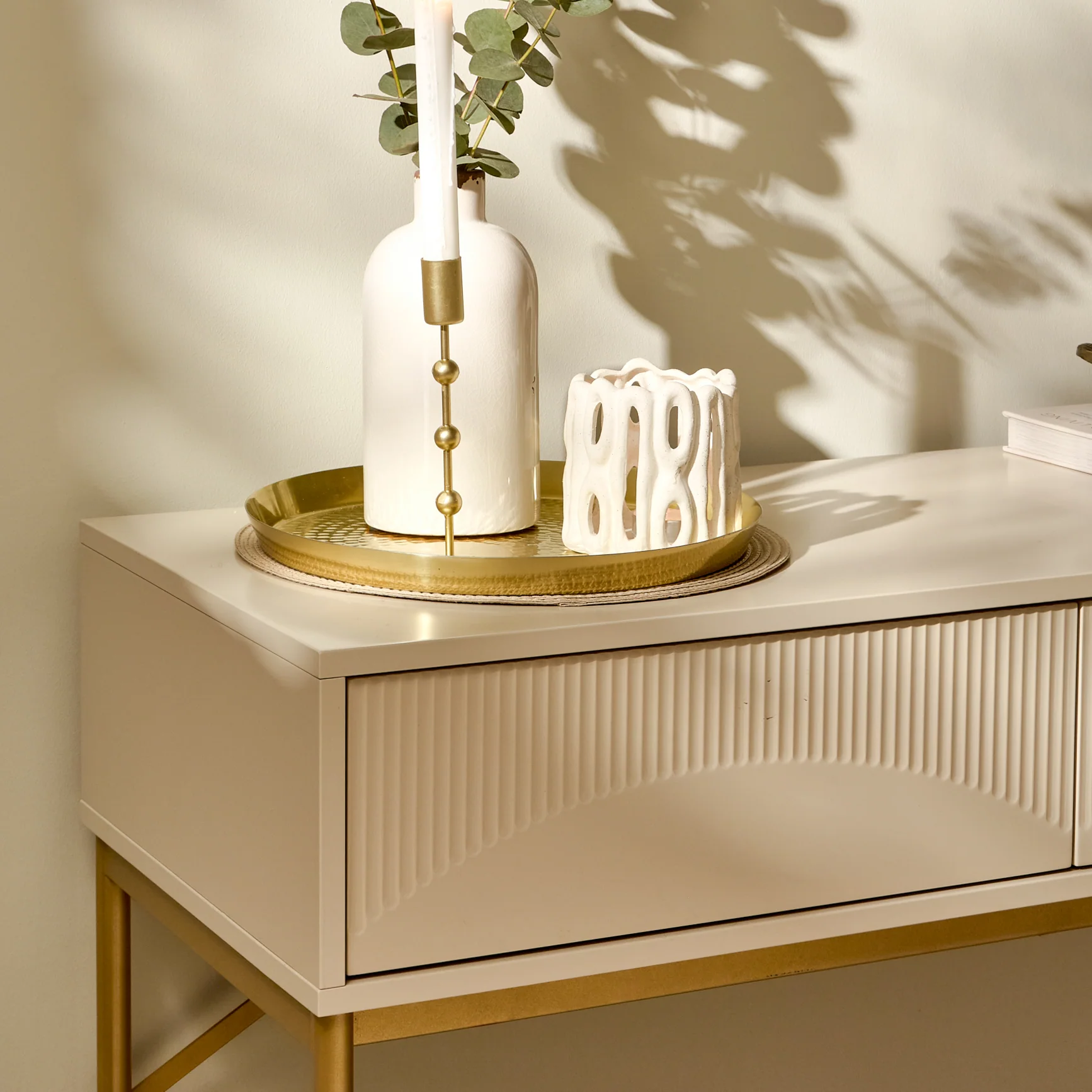 Luella 100cm Fluted Dressing Table - Driftwood - Image 3