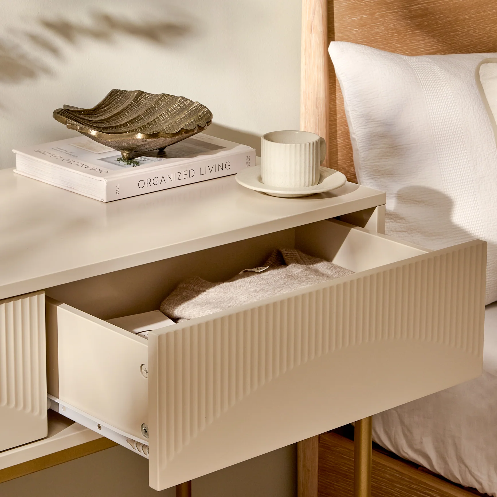 Luella 100cm Fluted Dressing Table - Driftwood - Image 6