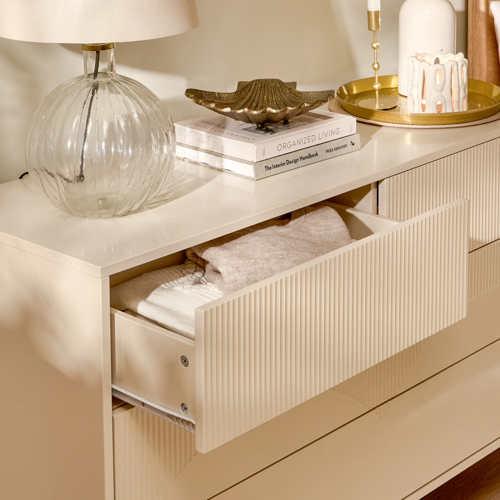 Luella 120cm 4 Drawer Fluted Chest of Drawers - Driftwood - Image 6