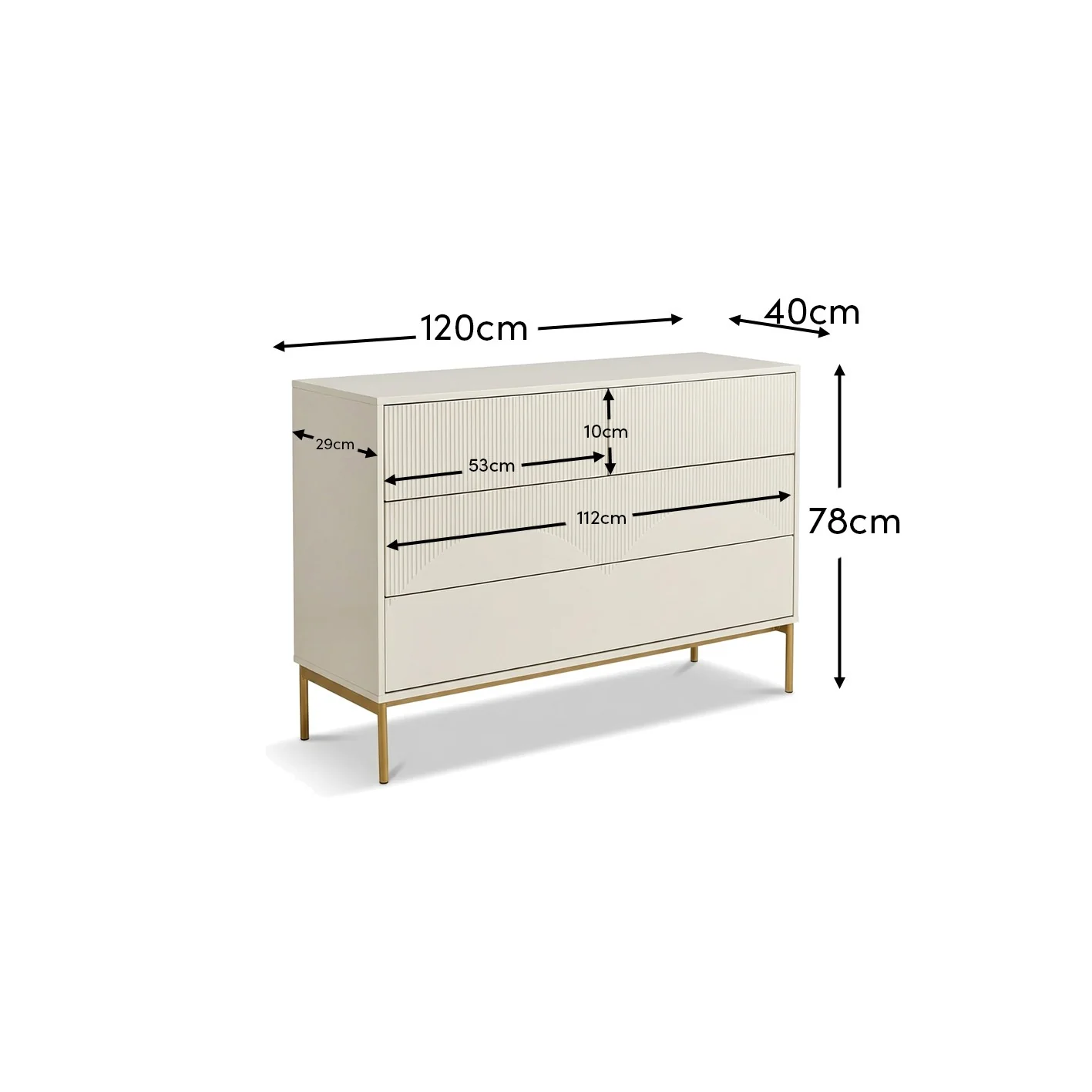 Luella 120cm 4 Drawer Fluted Chest of Drawers - Driftwood - Image 8