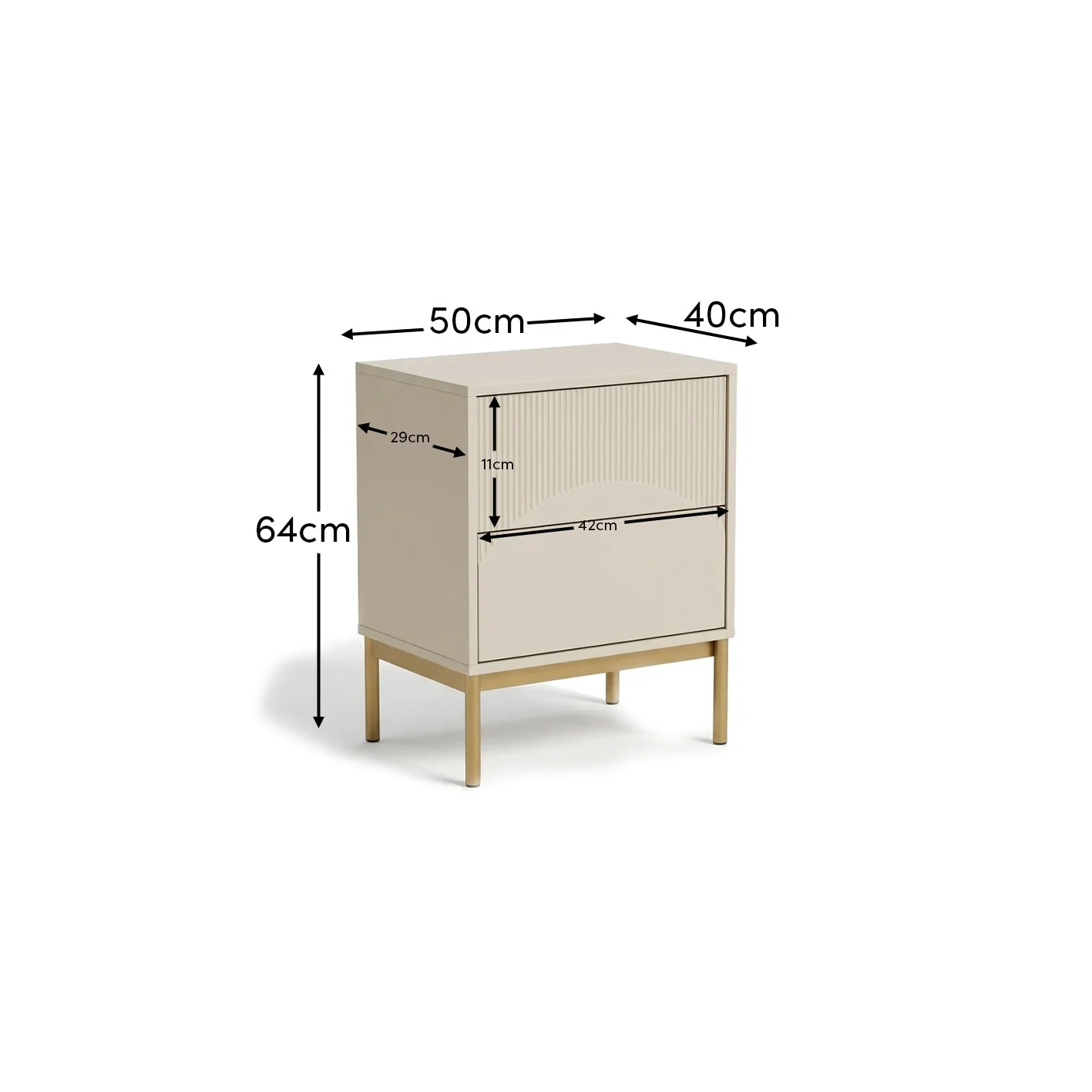 Luella 50cm 2 Drawer Fluted Bedside Table - Driftwood - Image 7