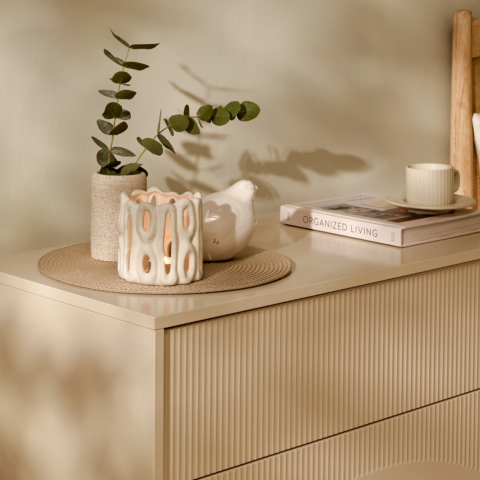 Luella 80cm 3 Drawer Fluted Chest of Drawers - Driftwood - Image 3