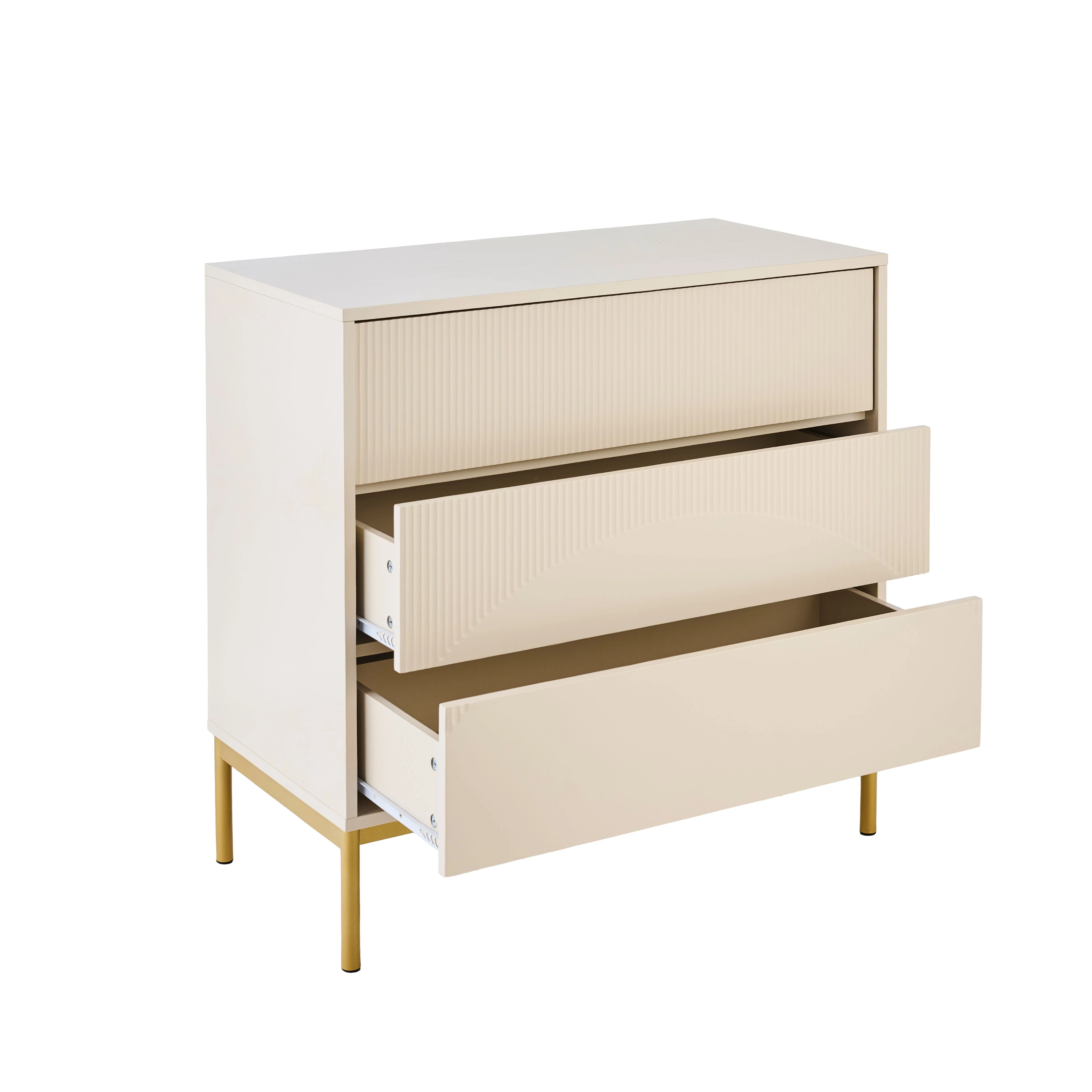 Luella 80cm 3 Drawer Fluted Chest of Drawers - Driftwood - Image 7