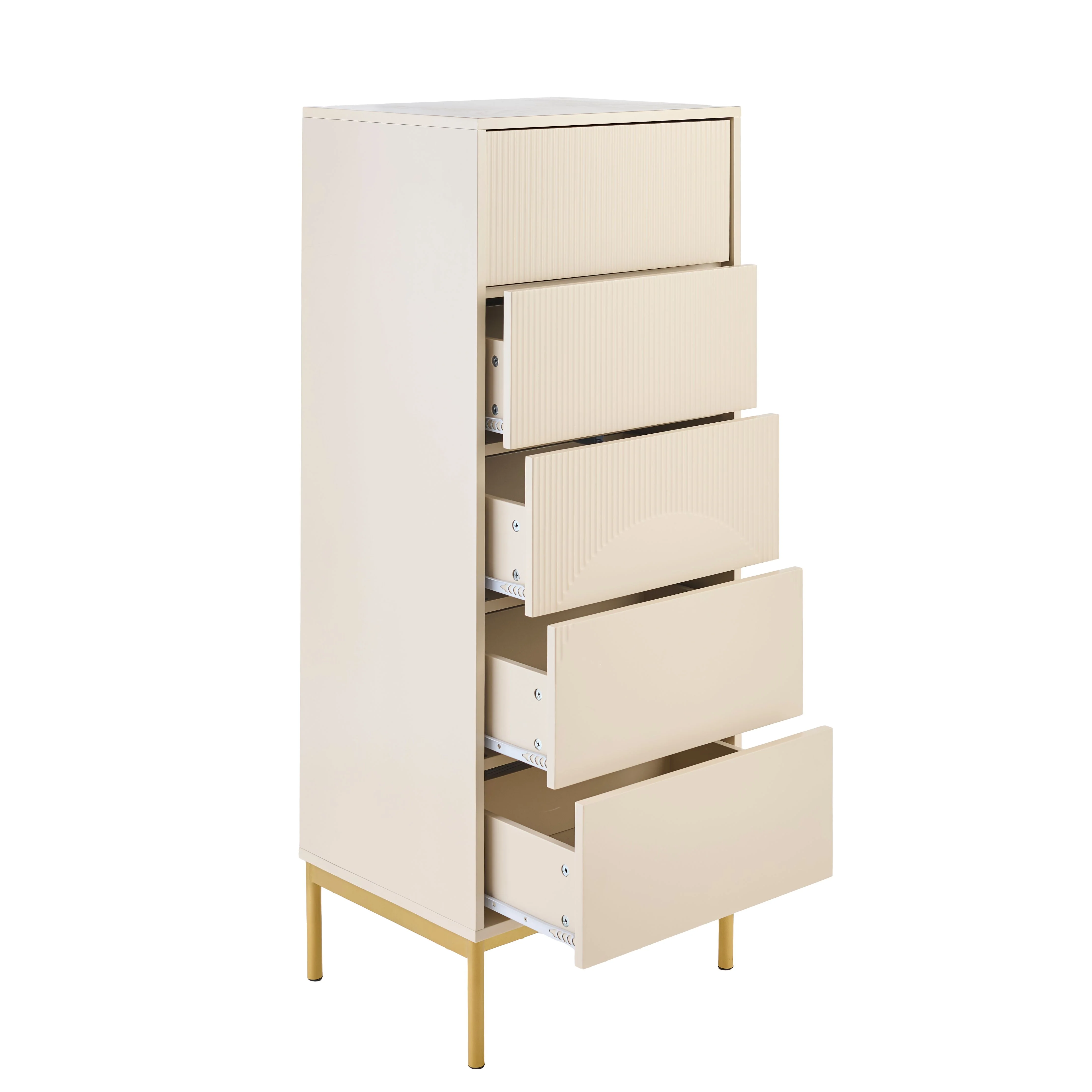 Luella 80cm 5 Drawer Fluted Tallboy - Driftwood - Image 10