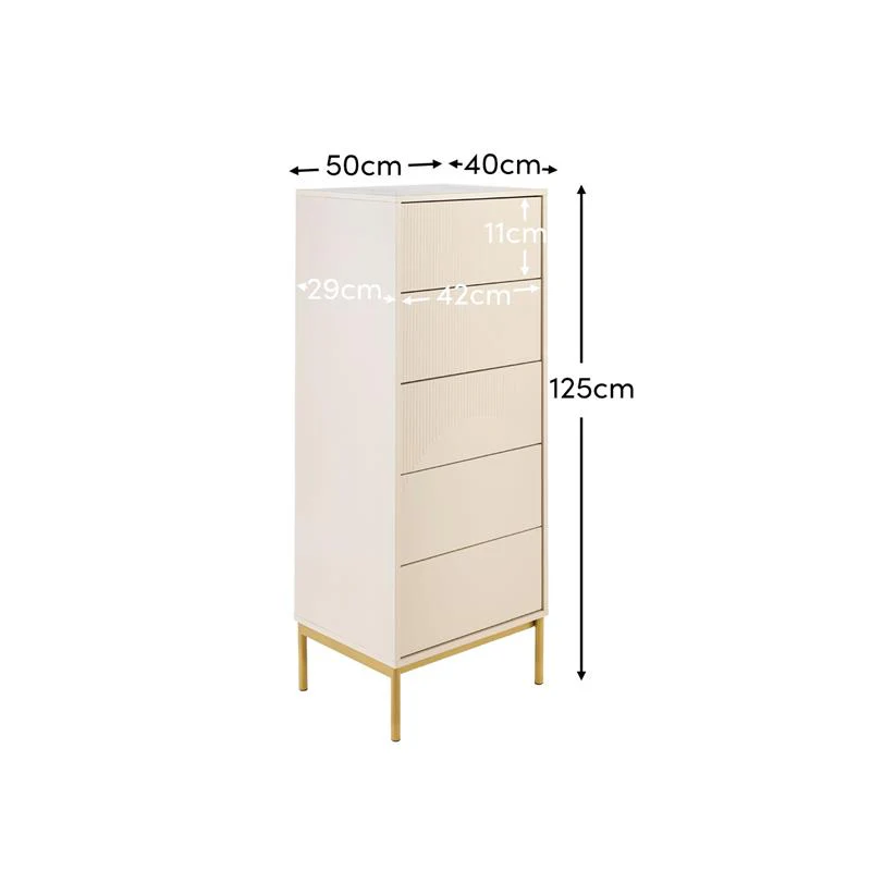 Luella 80cm 5 Drawer Fluted Tallboy - Driftwood - Image 11