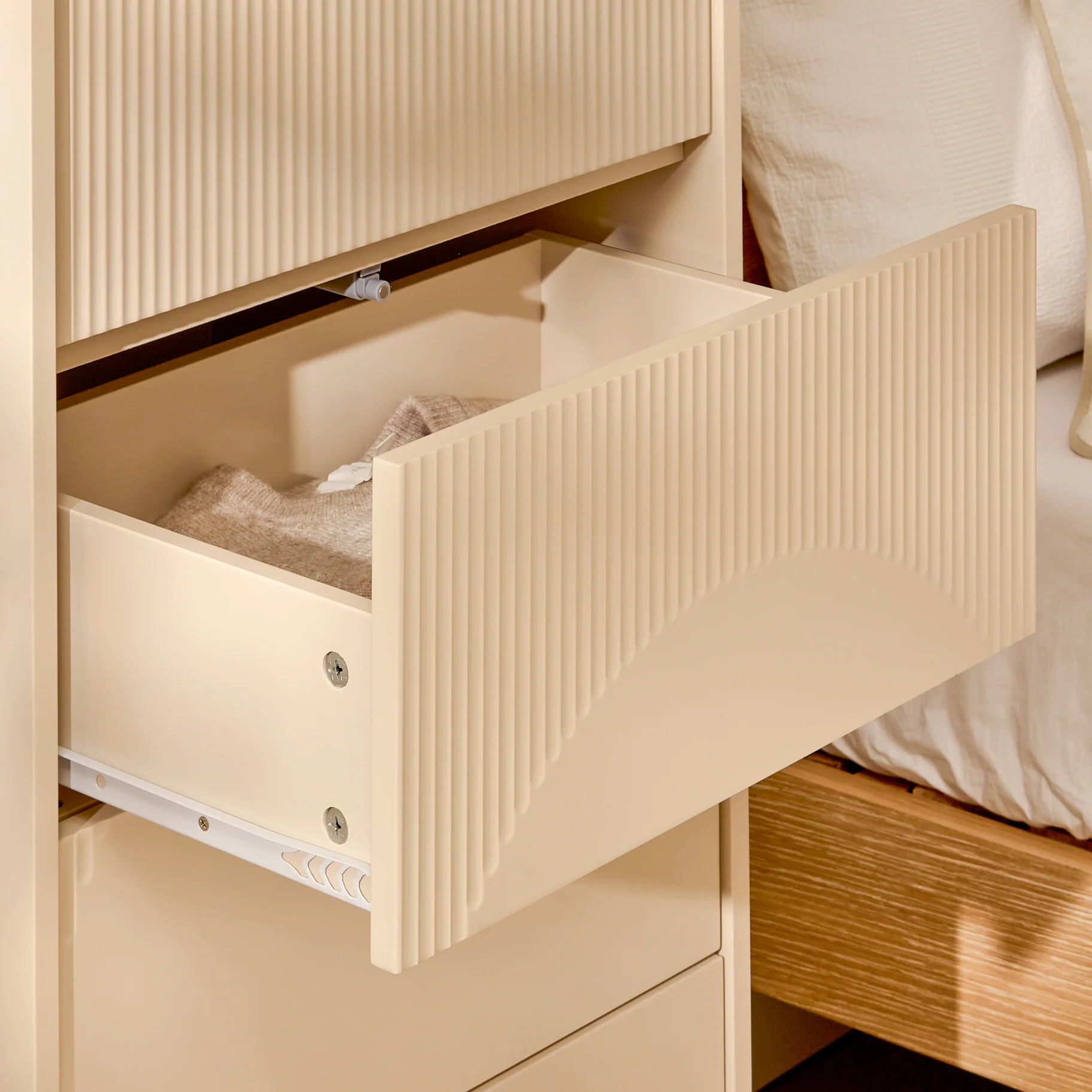 Luella 80cm 5 Drawer Fluted Tallboy - Driftwood - Image 6