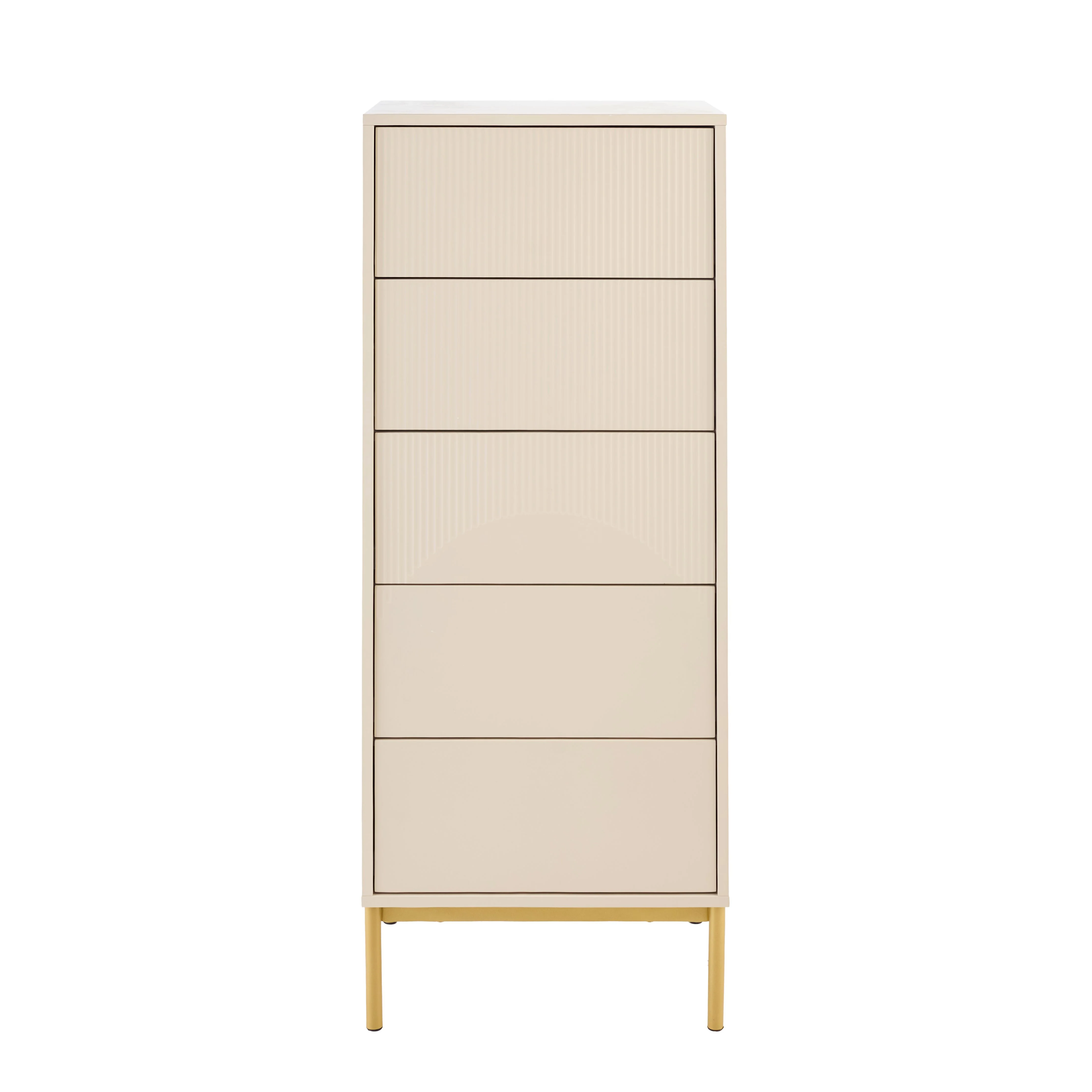 Luella 80cm 5 Drawer Fluted Tallboy - Driftwood - Image 9