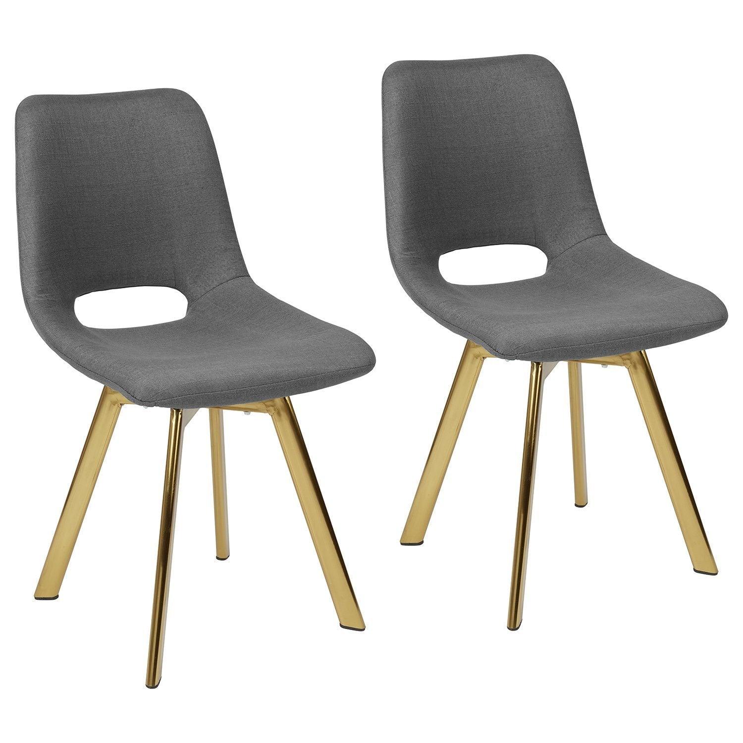 Margot Grey Dining Chairs - Set of 2 - Brass Legs - Image 8