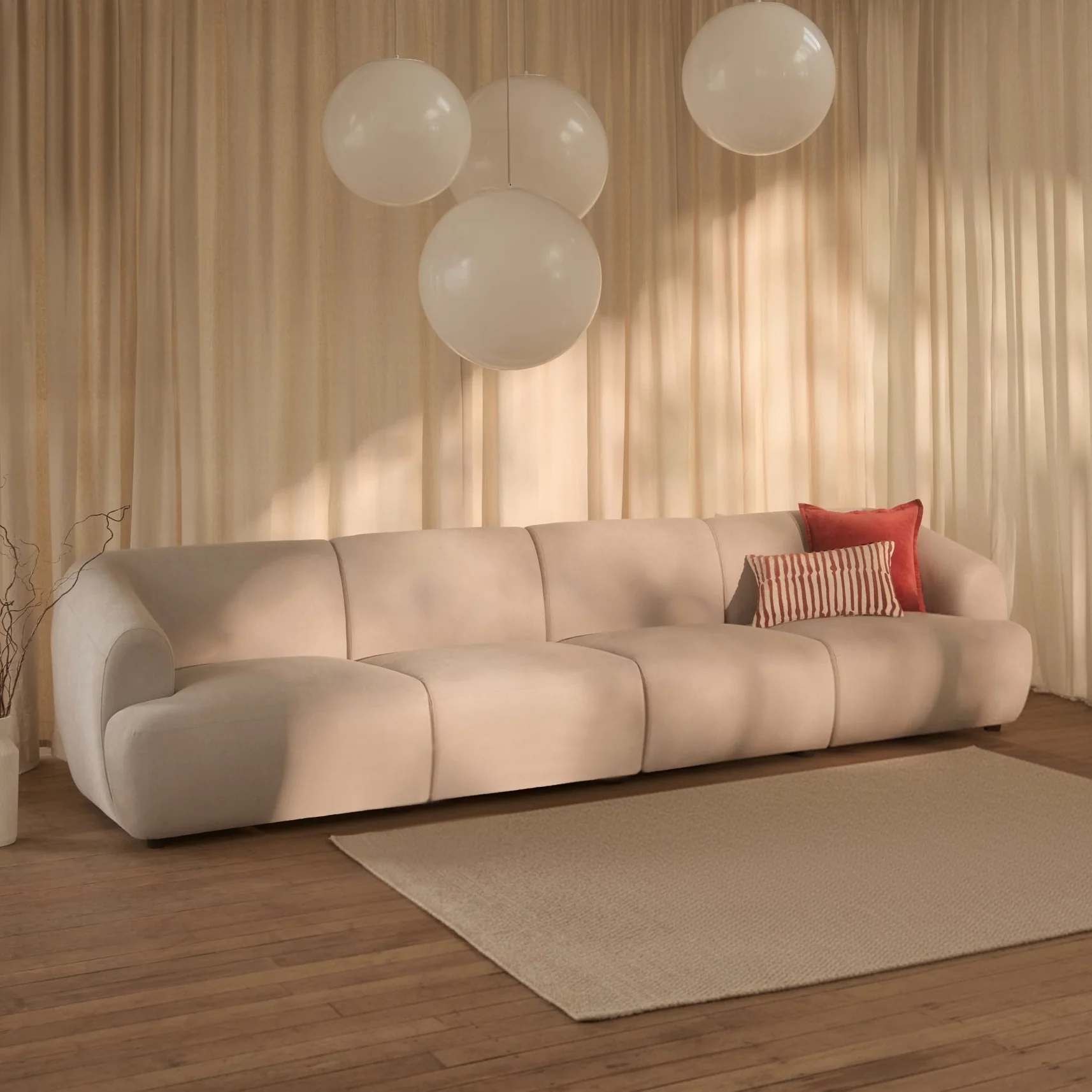 Nathalia 4-Seater Sofa - Soft Beige - Image 6