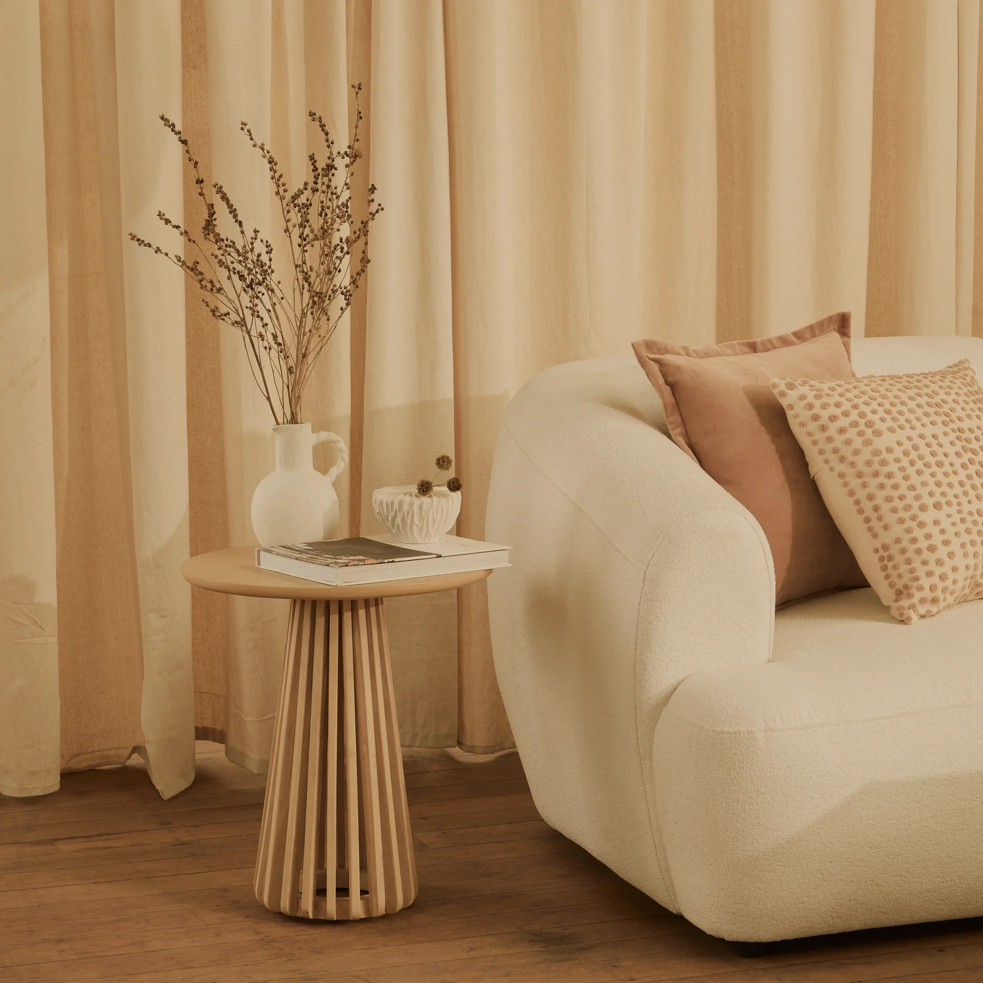 Nathalia 4-Seater Sofa - Chalk White Boucle - Image 4