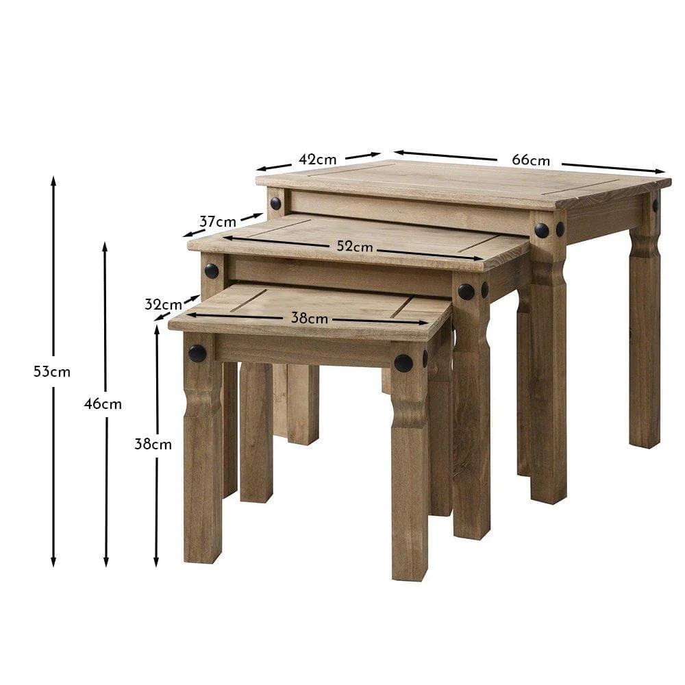 Corona Solid Pine Nest of Tables - Image 11