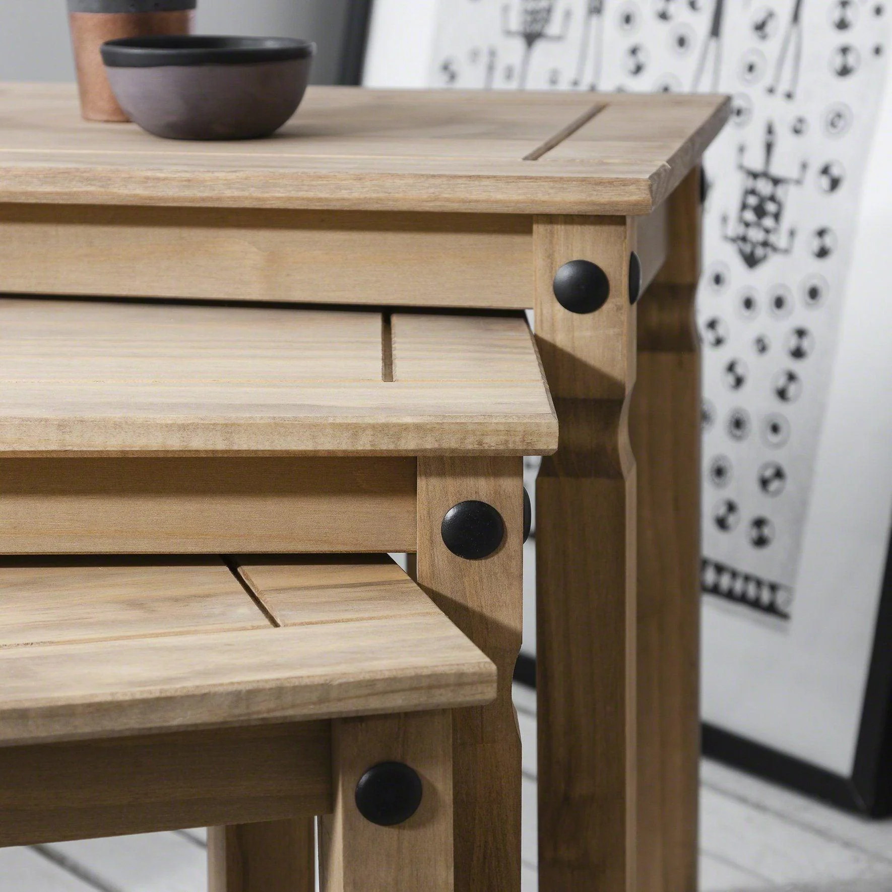 Corona Solid Pine Nest of Tables - Image 7