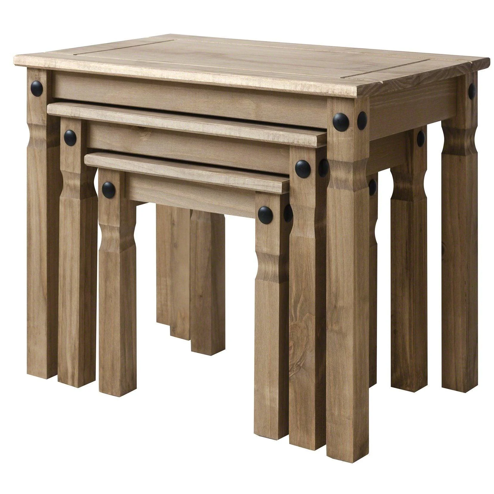 Corona Solid Pine Nest of Tables - Image 9