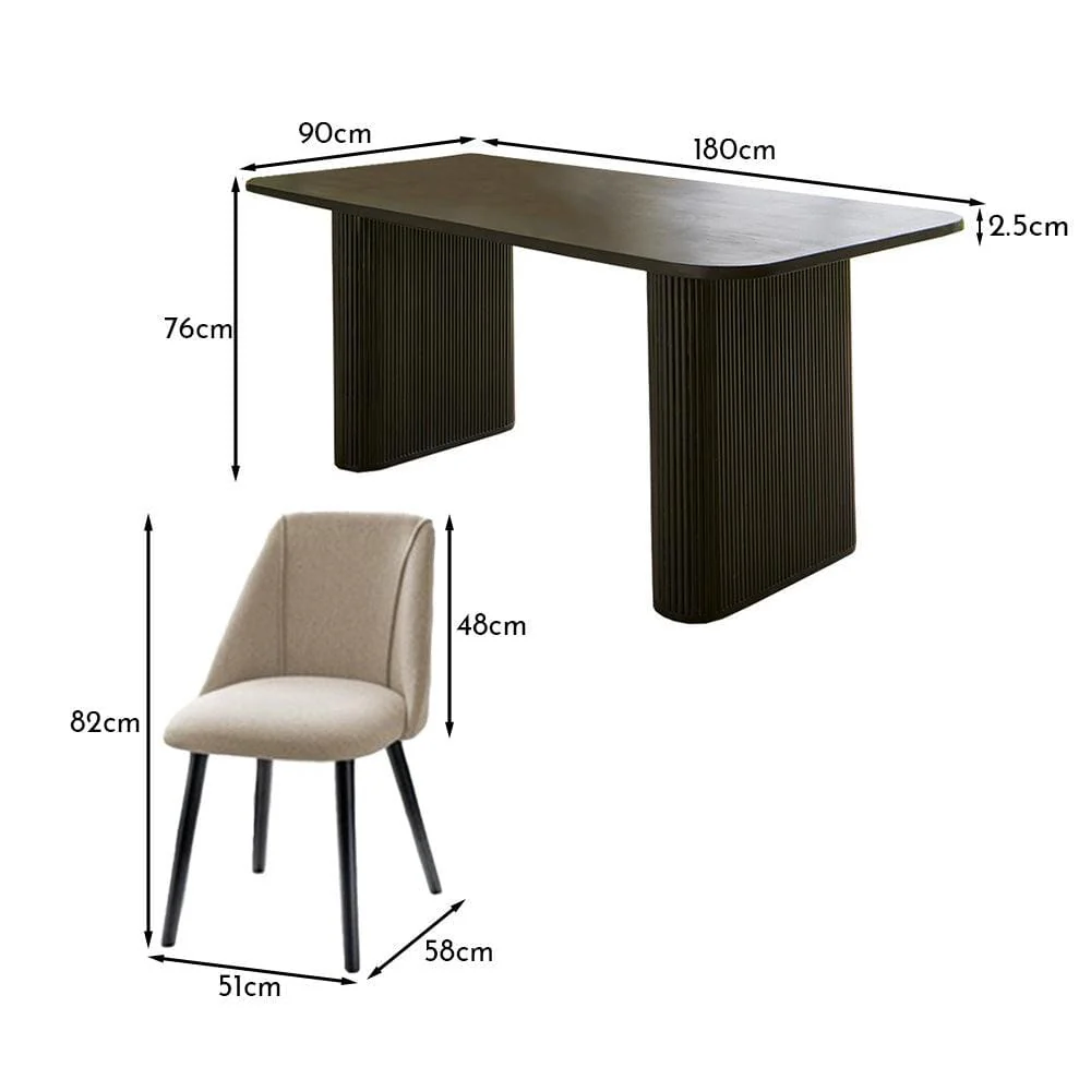 Orla Black Wooden Dining Table Set - 6 Seater - Freya Sand Dining Chairs - Black Oak Legs - Image 10