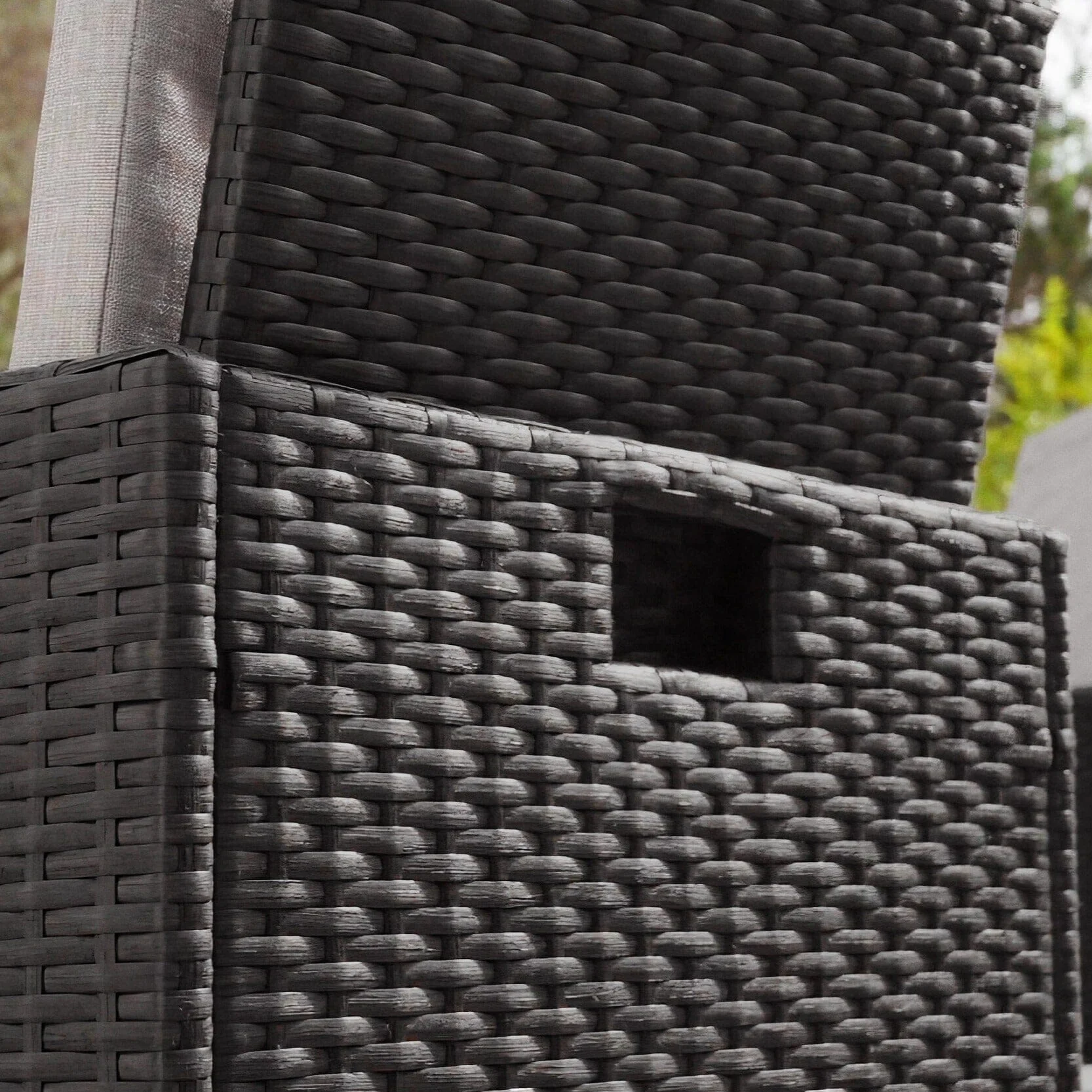 Cube 8 Seater Rattan Outdoor Dining Set with Cream Parasol - Black Weave - Image 9