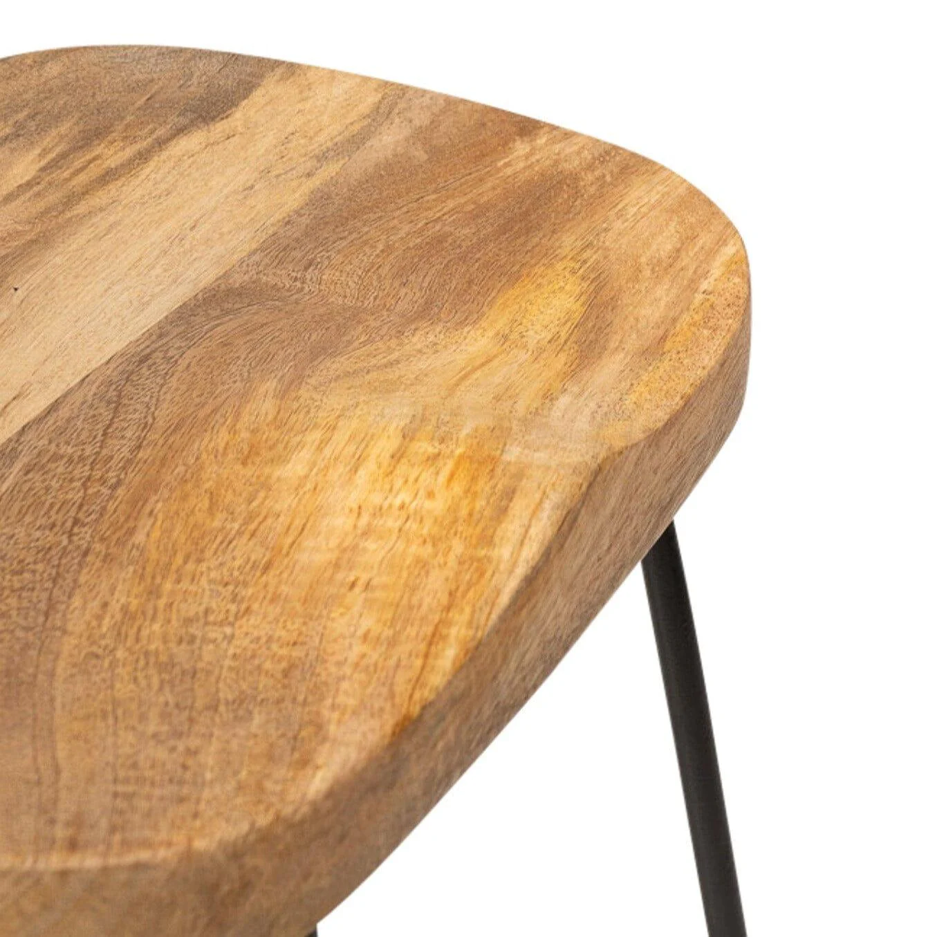 Aiden Natural Mango Wood Bar Stools - Set of 2 - Black Iron Legs - Image 14