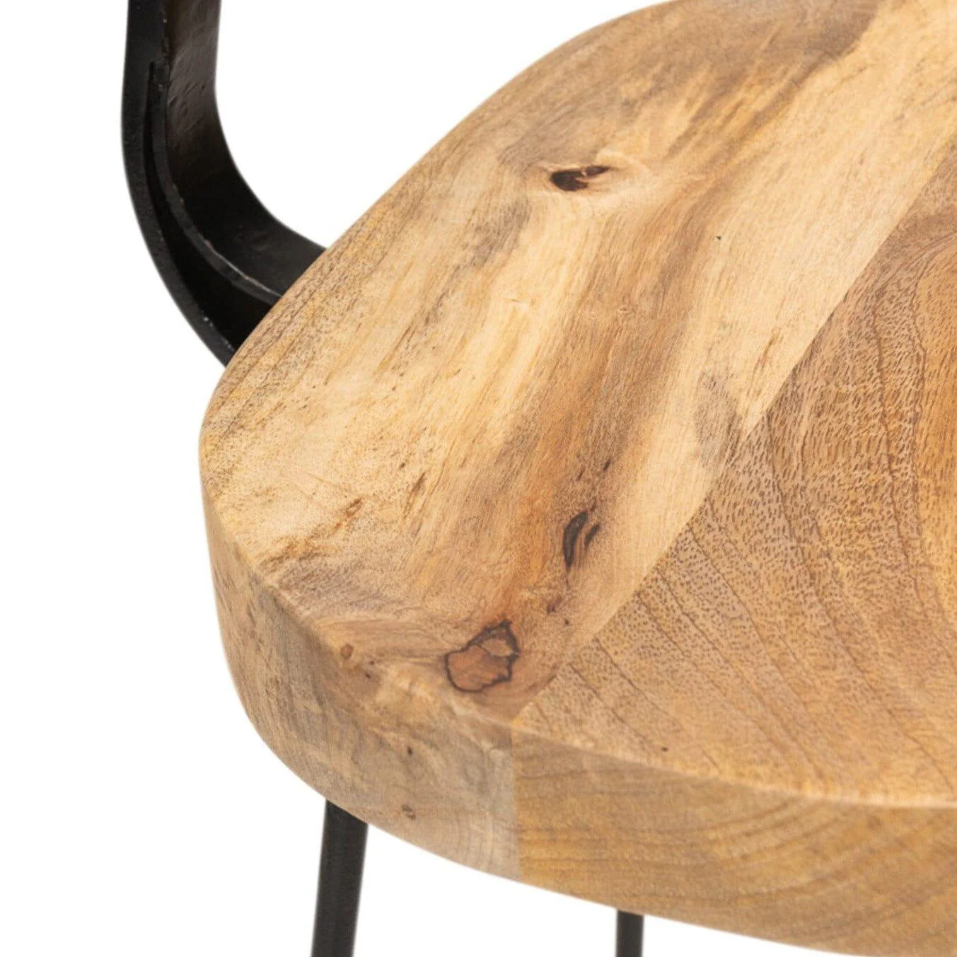 Aiden Natural Mango Wood Bar Stools - Set of 2 - Black Iron Legs - Image 13